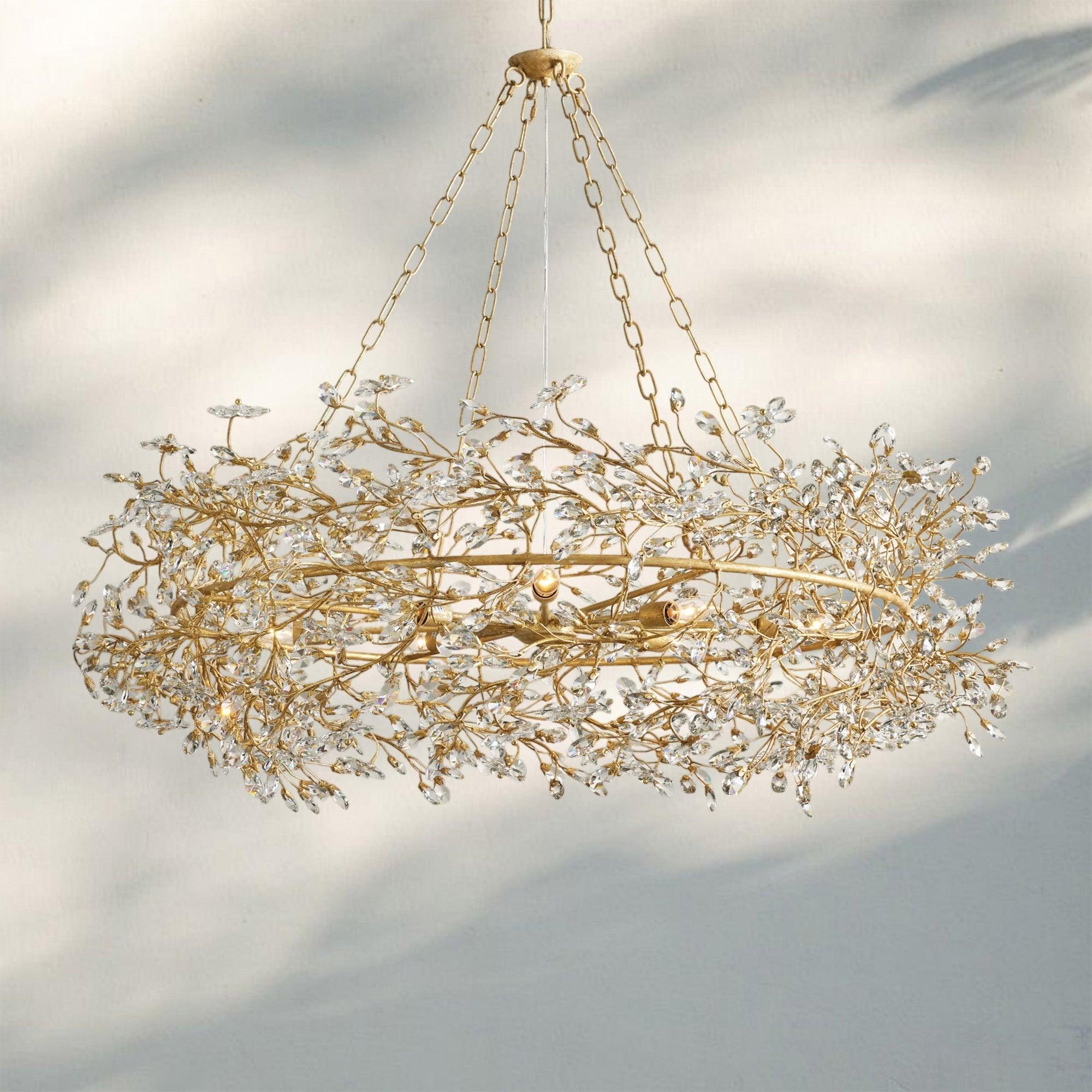 Fiore Crown Crystal Branch Chandelier 39" 48" 60“