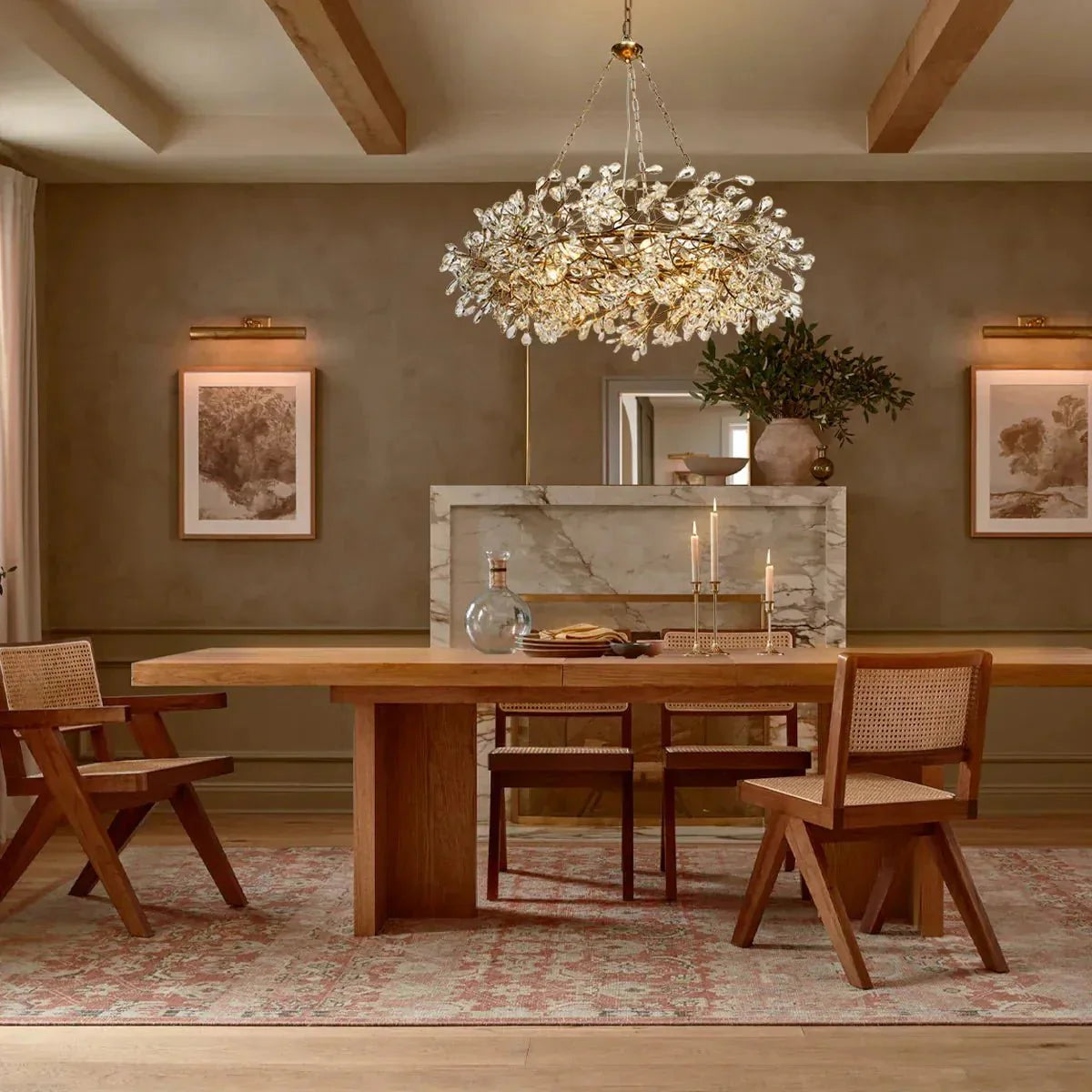 Fiore Crown Crystal Branch Chandelier 39" 48" 60“