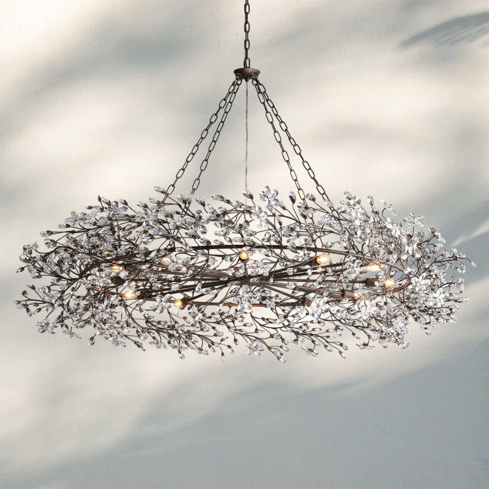 Fiore Crown Crystal Branch Chandelier 39" 48" 60“
