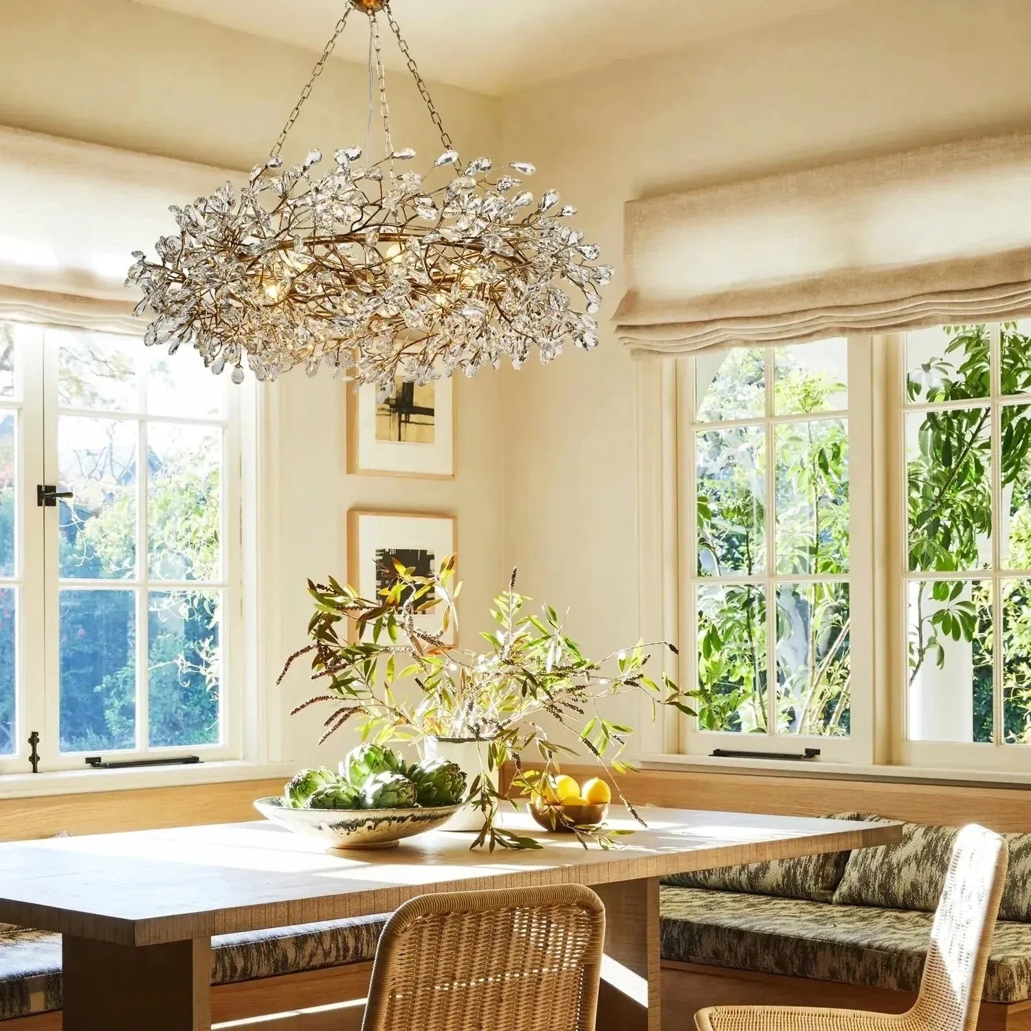 Fiore Crown Crystal Branch Chandelier 39" 48" 60“