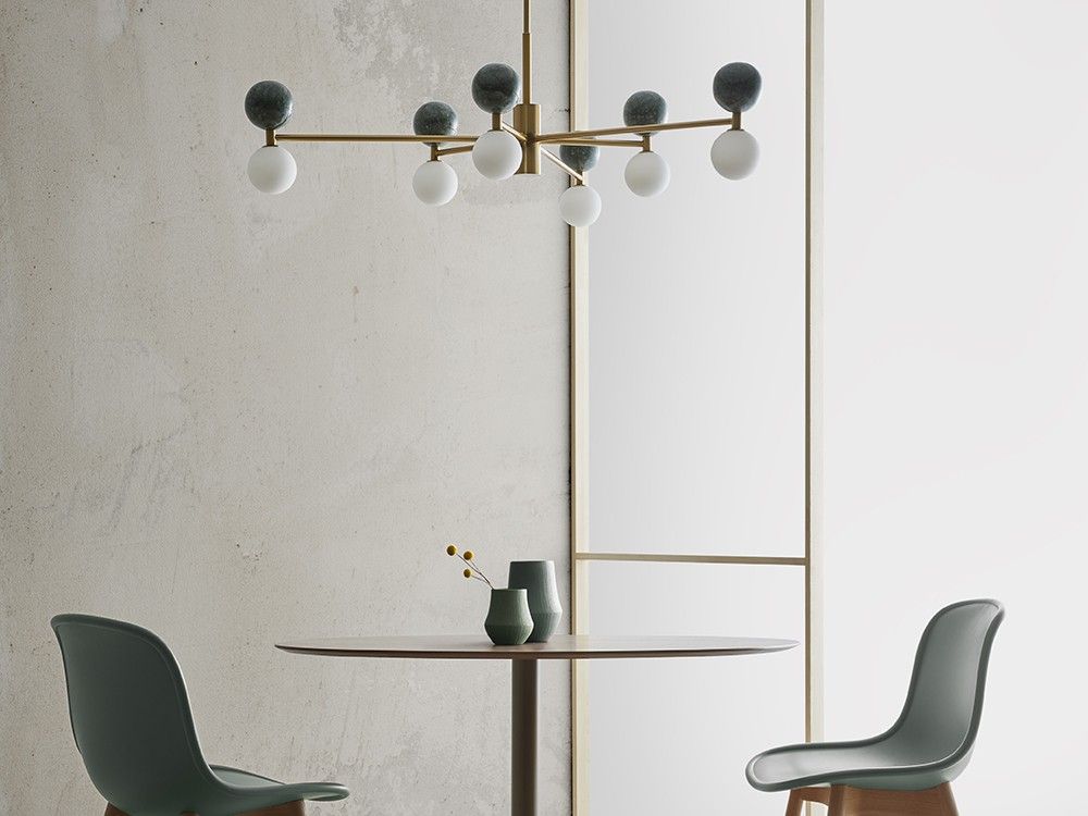 Dalt 6L Golden and green marble pendant lights