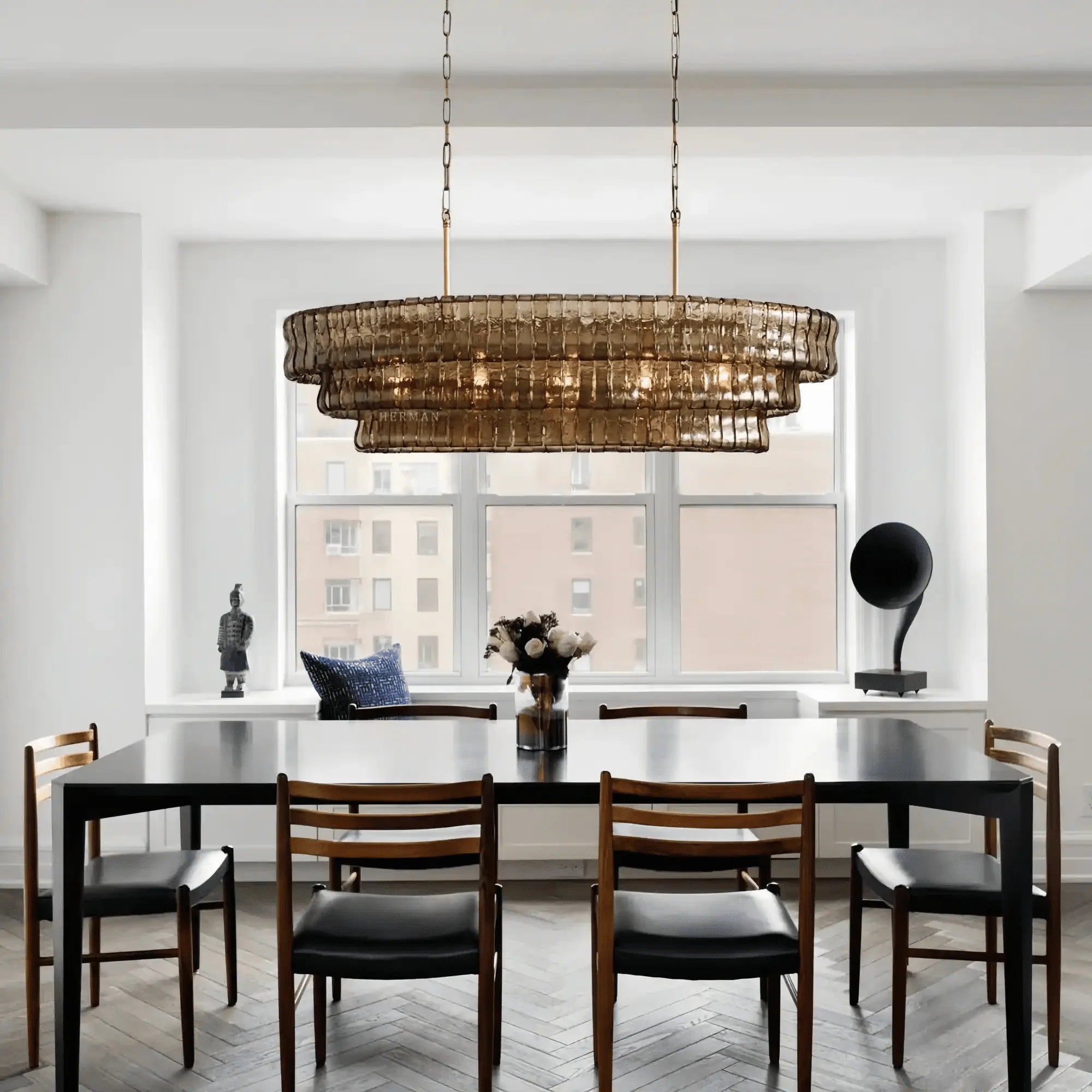 Frosted Oval Glass Chandelier