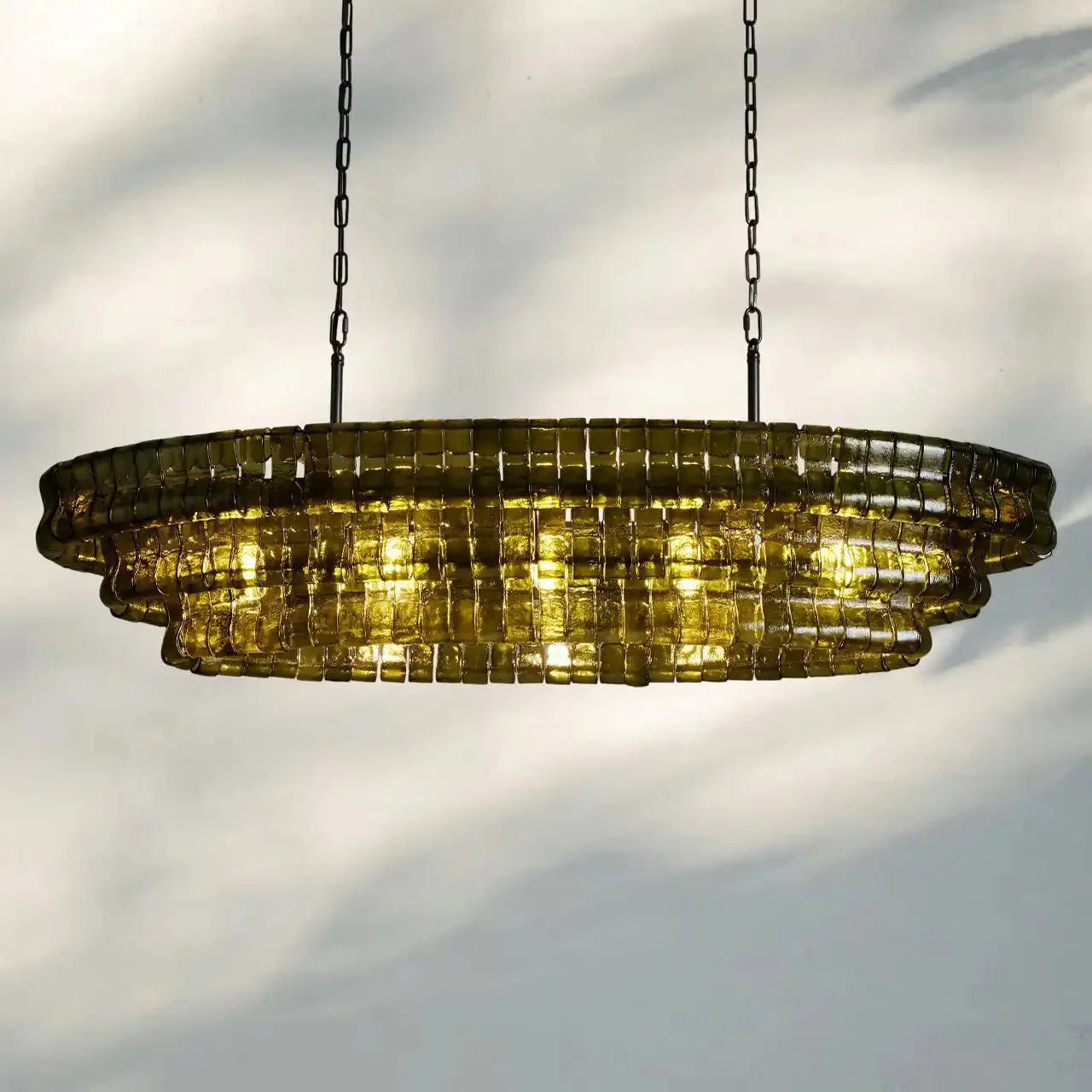 Frosted Oval Glass Chandelier