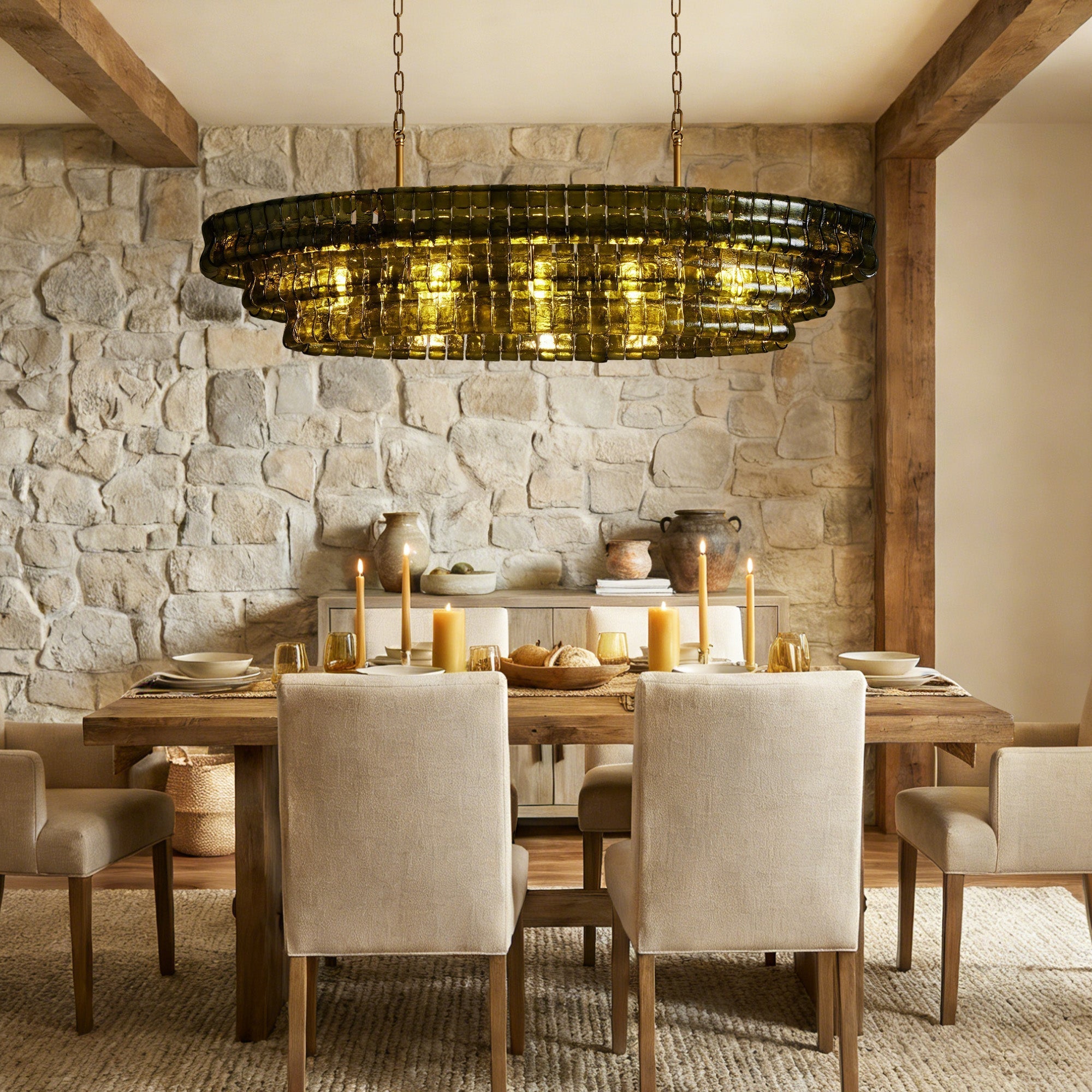 Frosted Oval Glass Chandelier