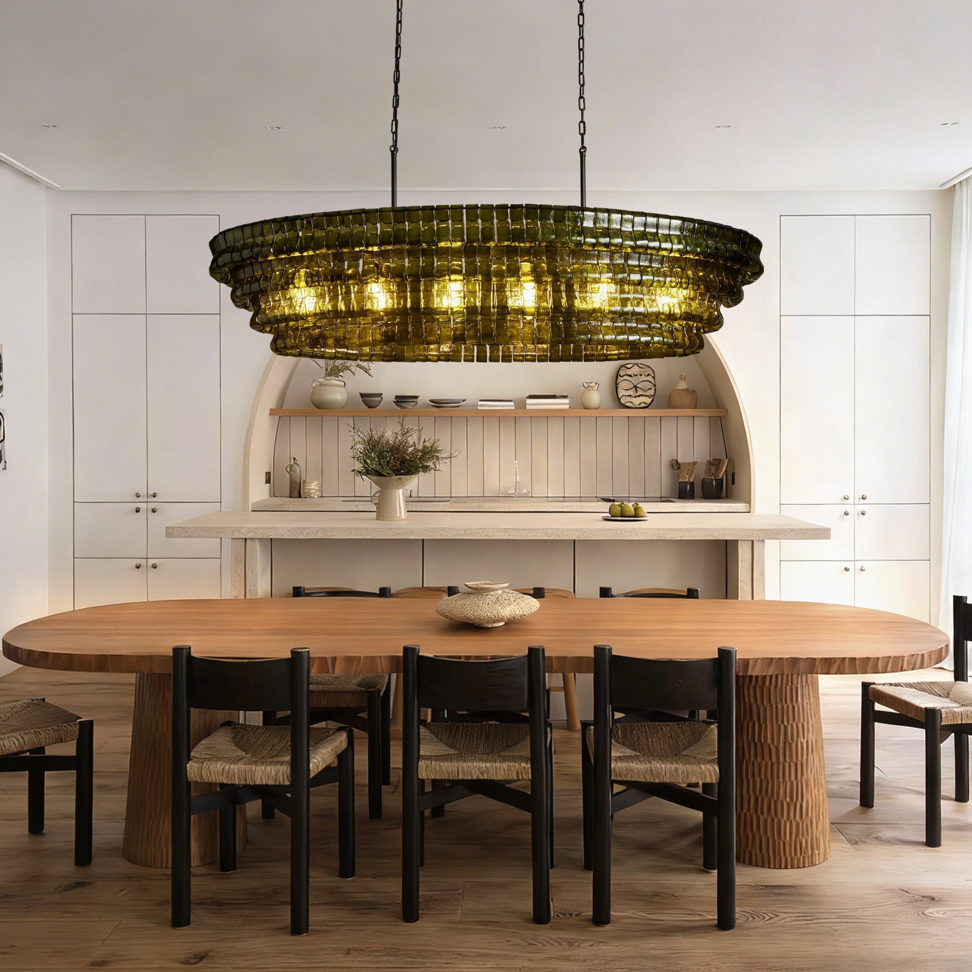 Frosted Oval Glass Chandelier