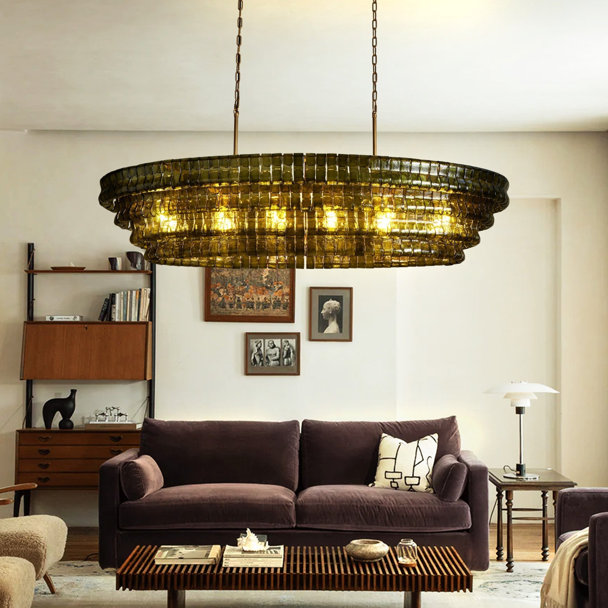 Frosted Oval Glass Chandelier