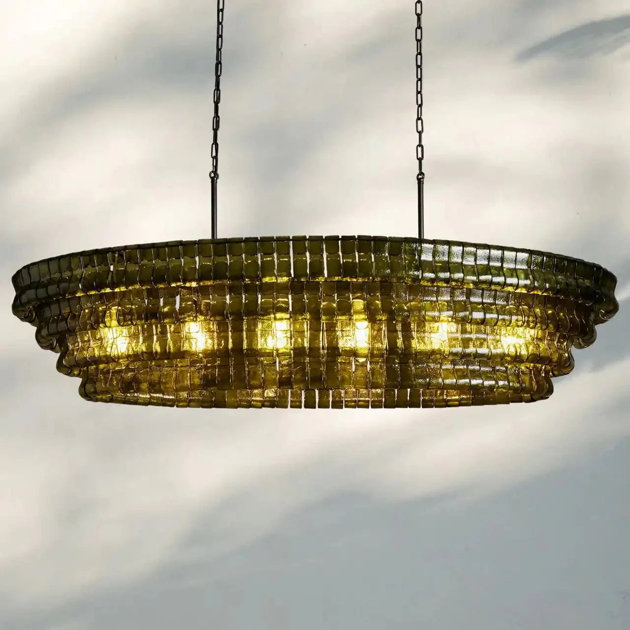 Frosted Oval Glass Chandelier