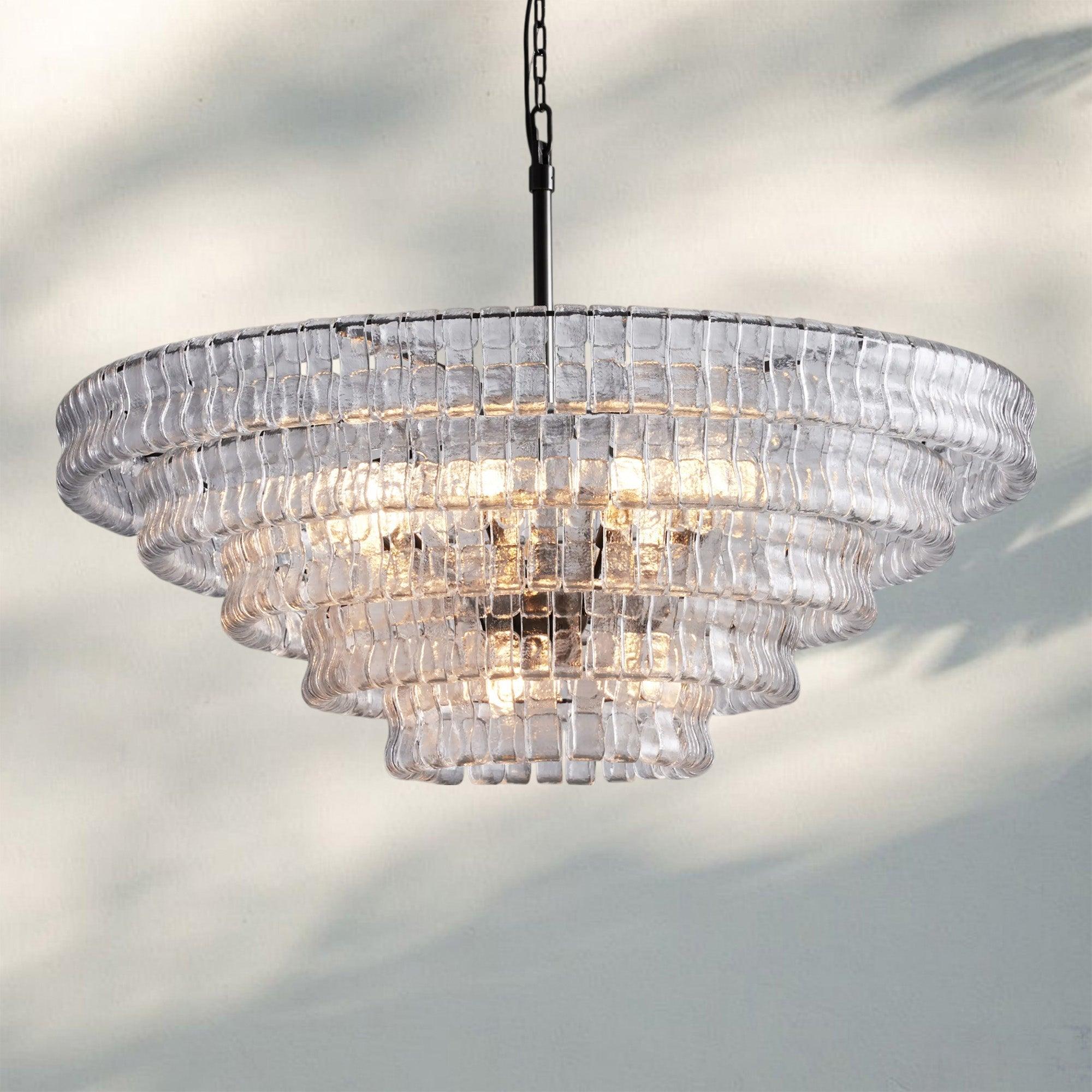 Olive-Green Ghiaccio Glass Chandelier