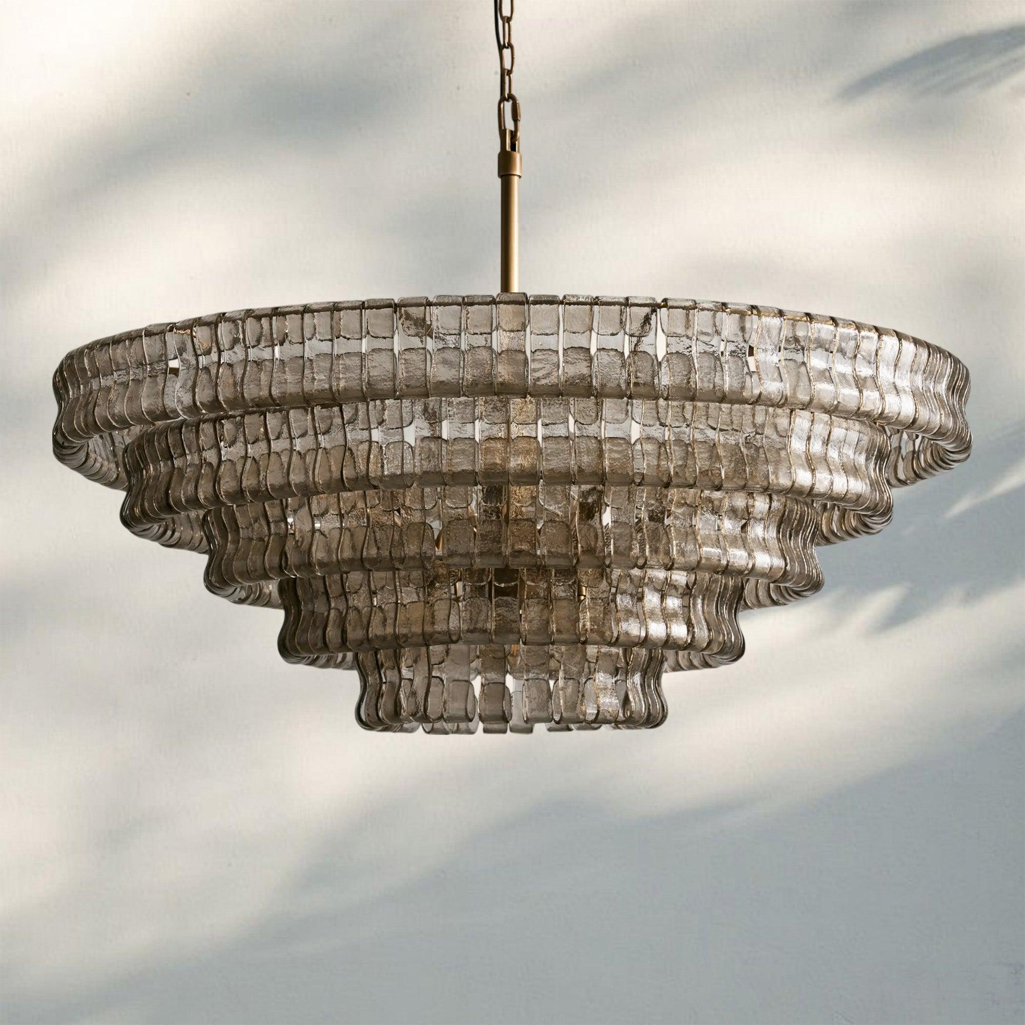 Olive-Green Ghiaccio Glass Chandelier