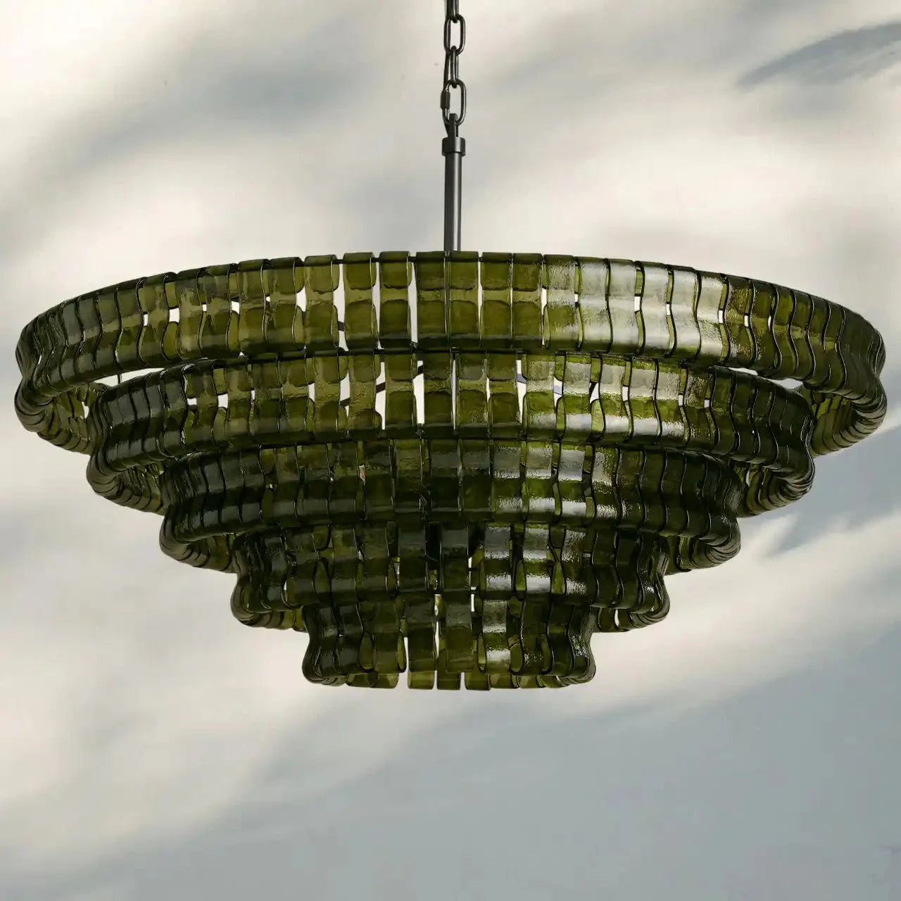 Olive-Green Ghiaccio Glass Chandelier
