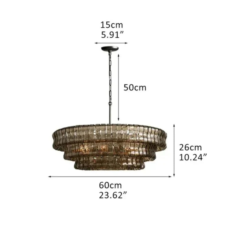 Olive-Green Ghiaccio Glass Chandelier