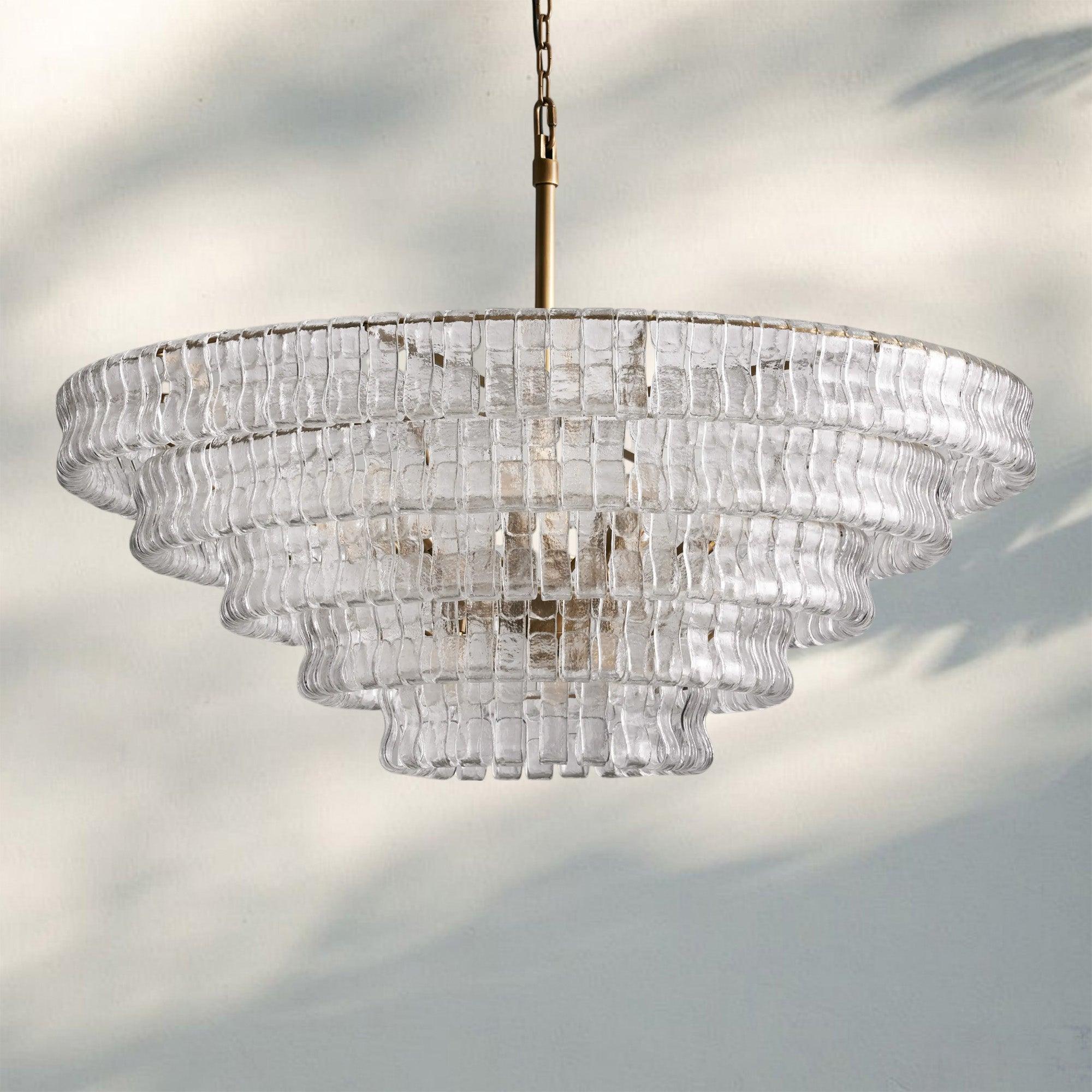 Olive-Green Ghiaccio Glass Chandelier