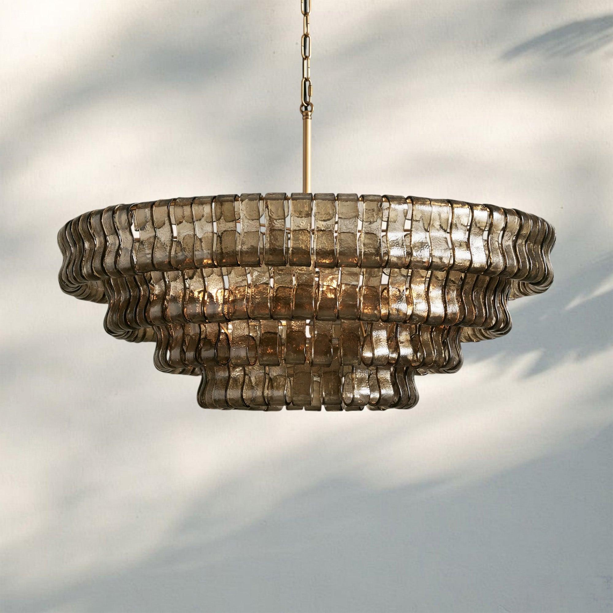 Olive-Green Ghiaccio Glass Chandelier