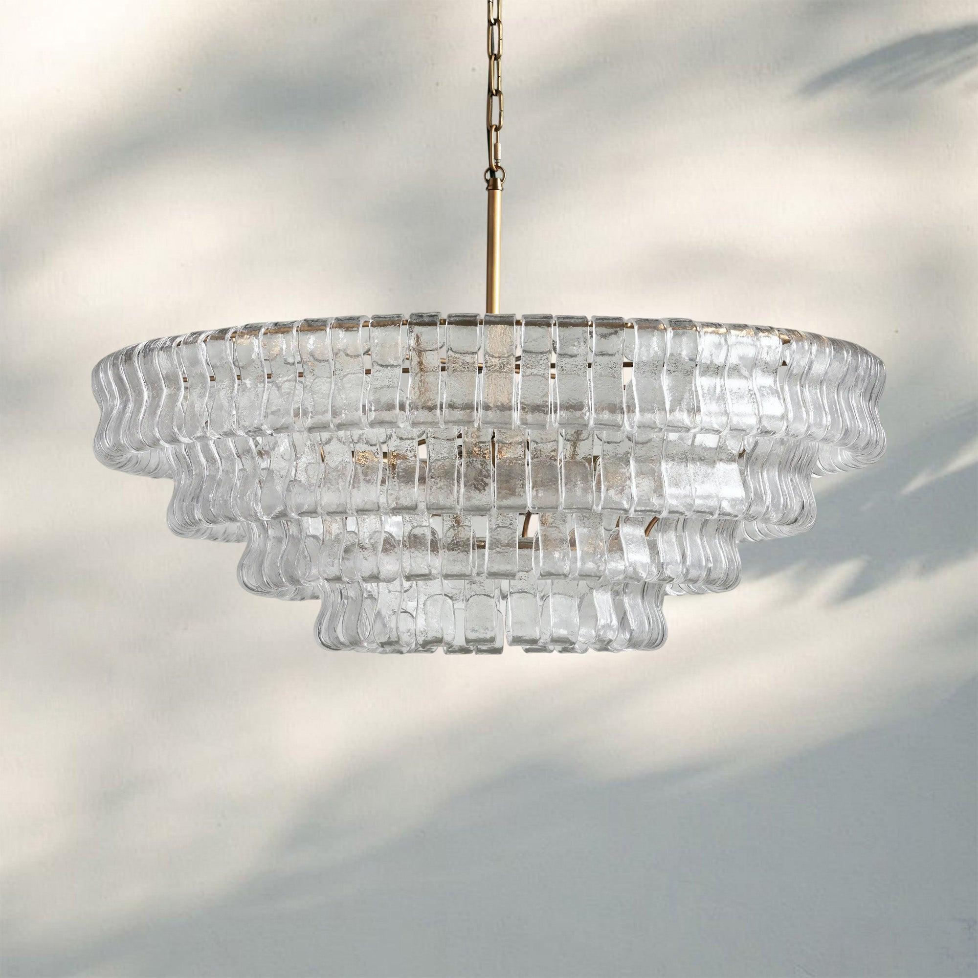Olive-Green Ghiaccio Glass Chandelier