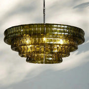 Olive-Green Ghiaccio Glass Chandelier