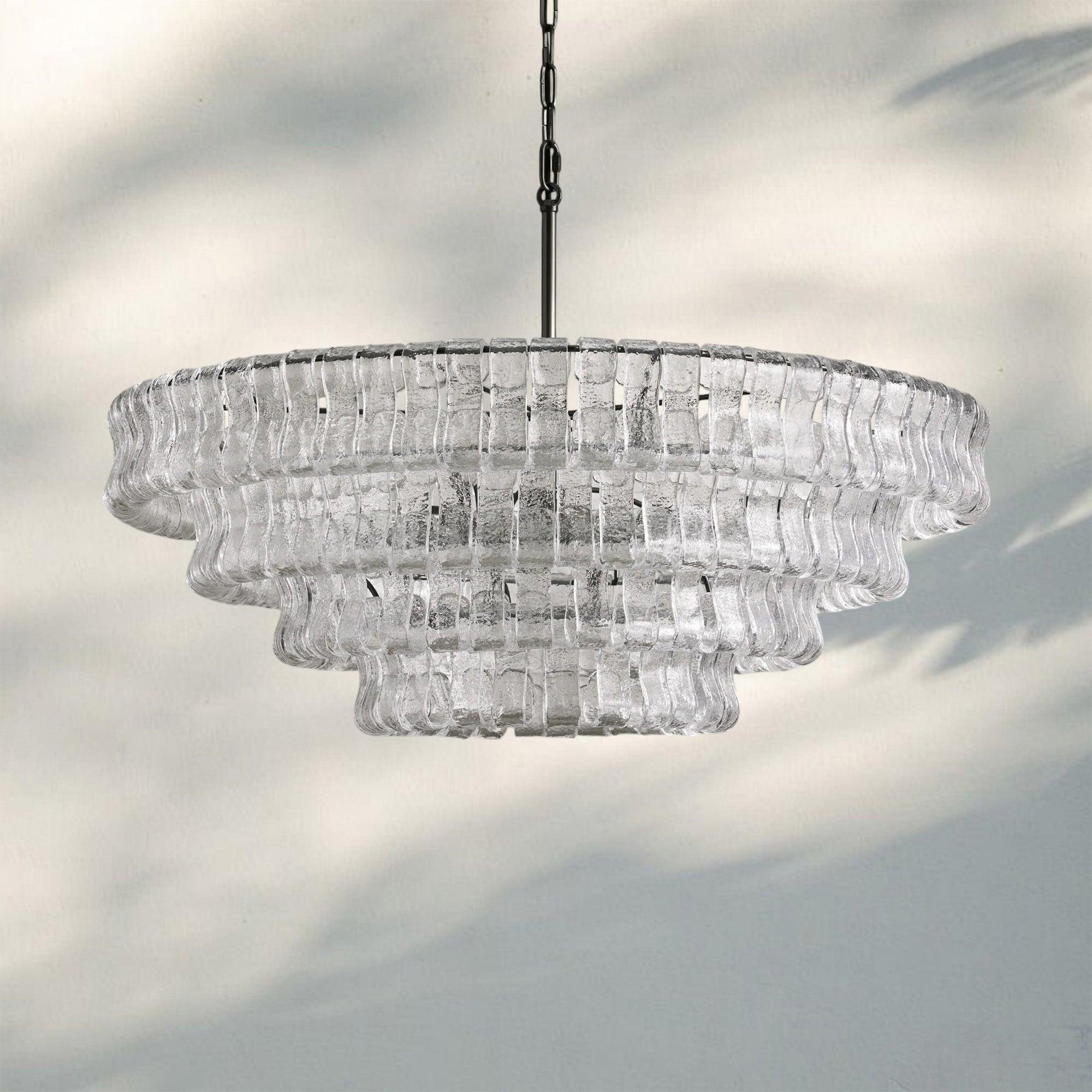 Olive-Green Ghiaccio Glass Chandelier