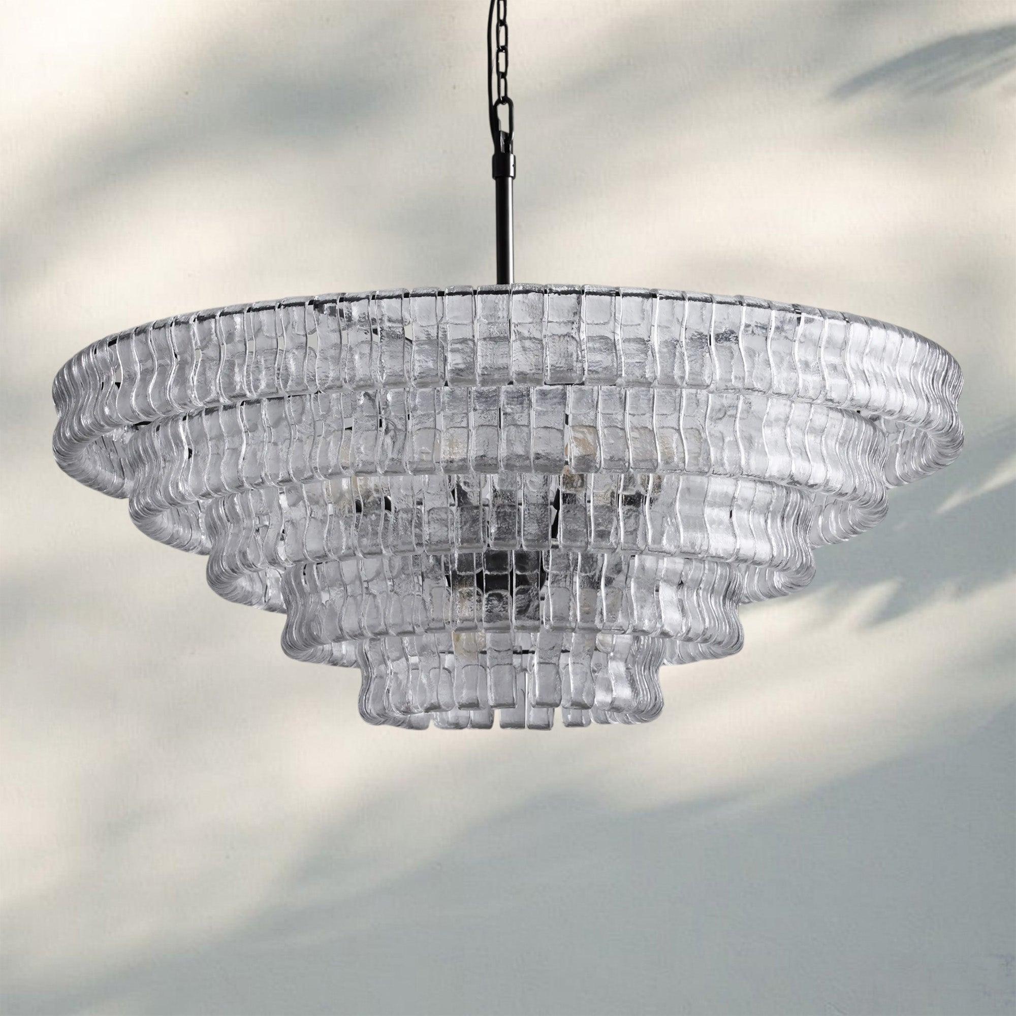 Olive-Green Ghiaccio Glass Chandelier