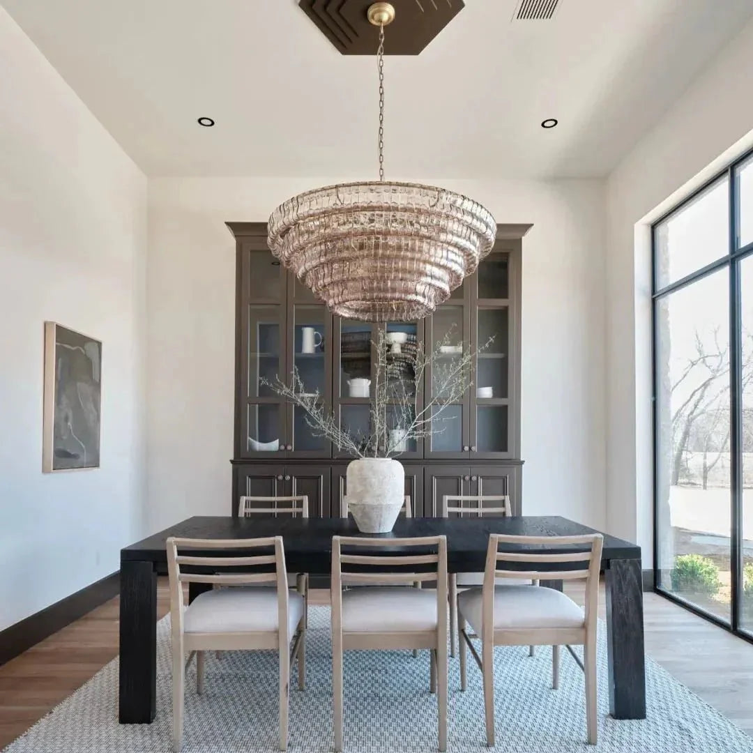 Olive-Green Ghiaccio Glass Chandelier