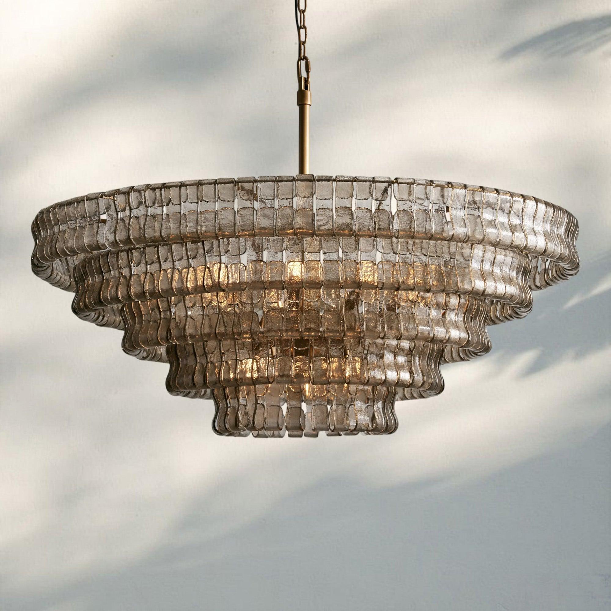 Olive-Green Ghiaccio Glass Chandelier