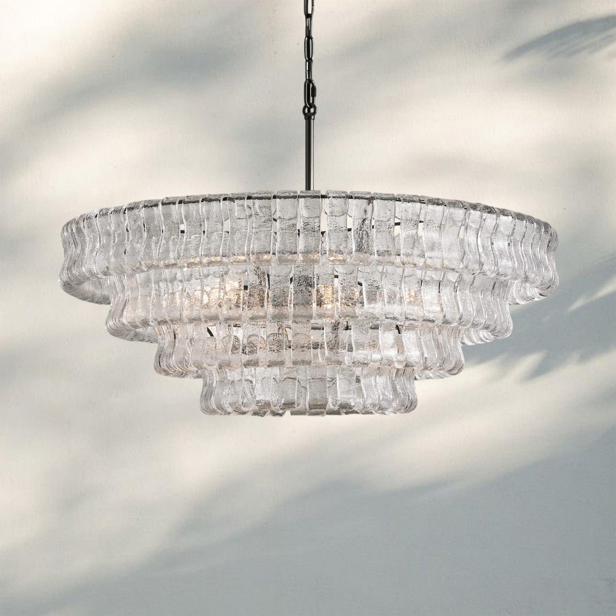 Olive-Green Ghiaccio Glass Chandelier