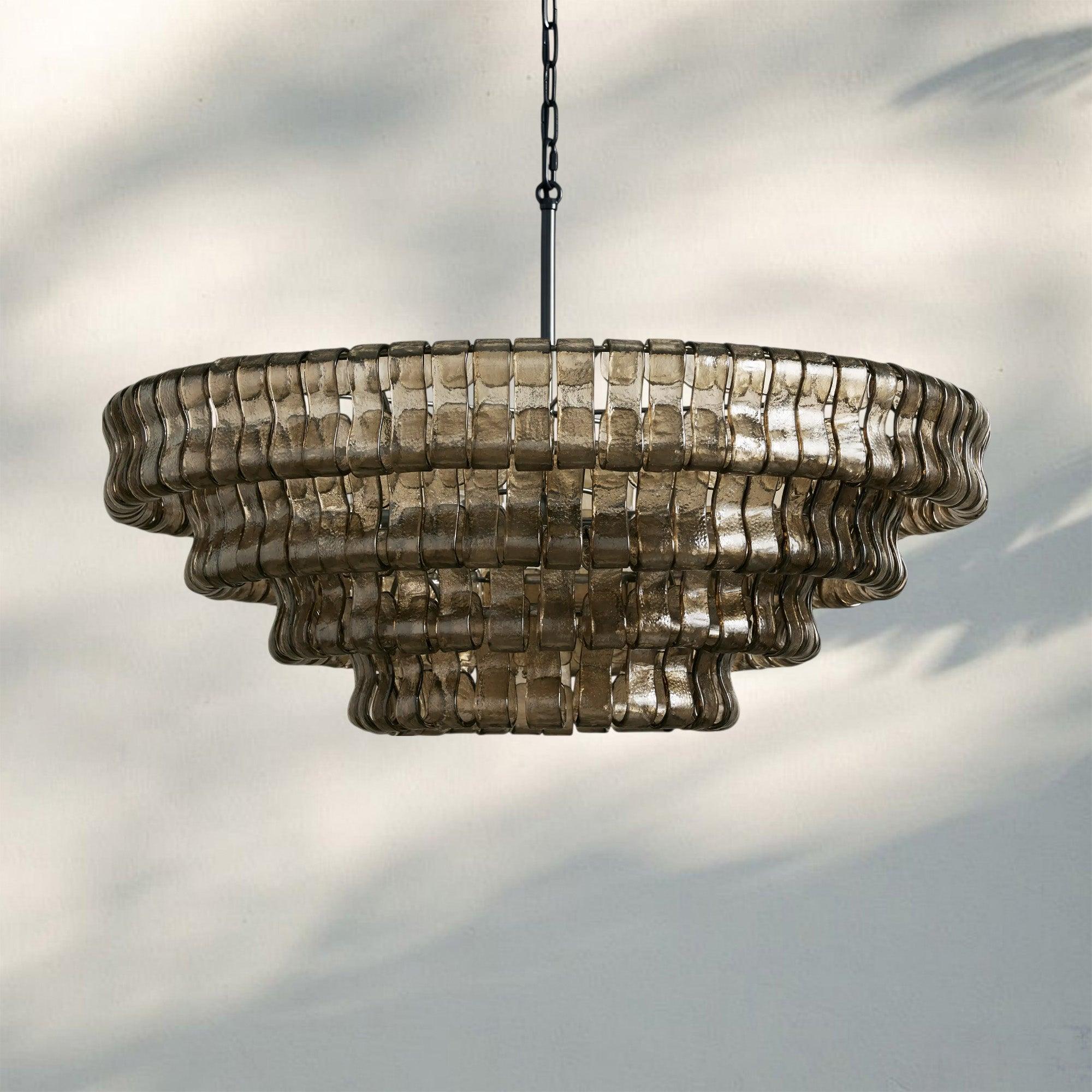 Olive-Green Ghiaccio Glass Chandelier