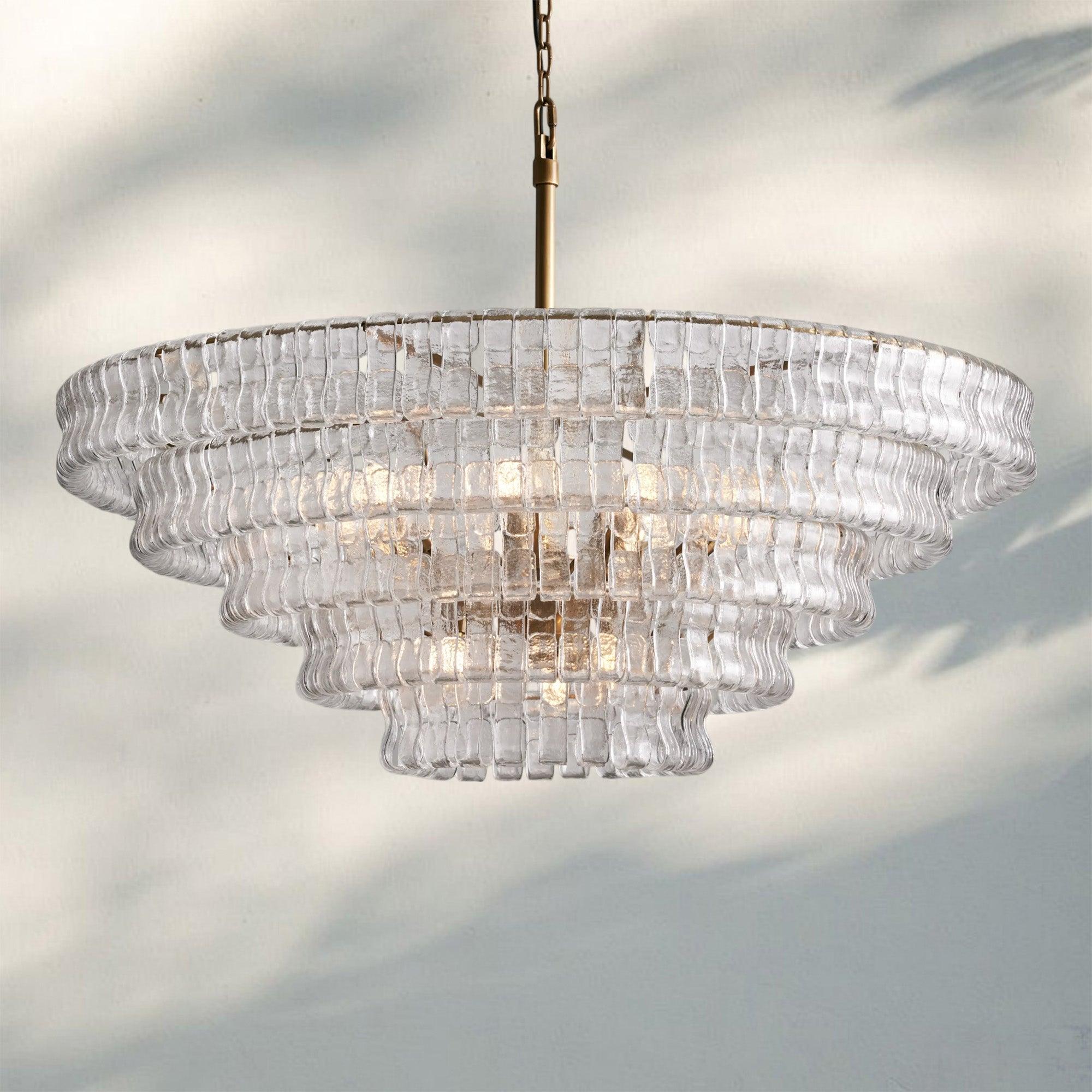 Olive-Green Ghiaccio Glass Chandelier