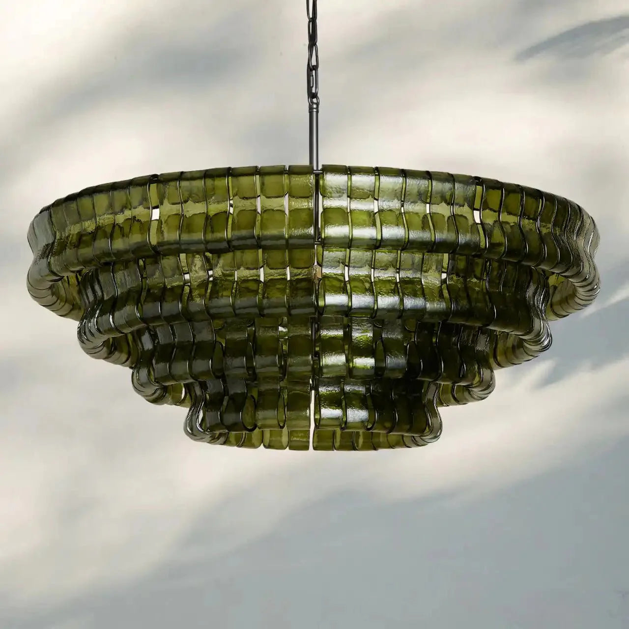 Olive-Green Ghiaccio Glass Chandelier