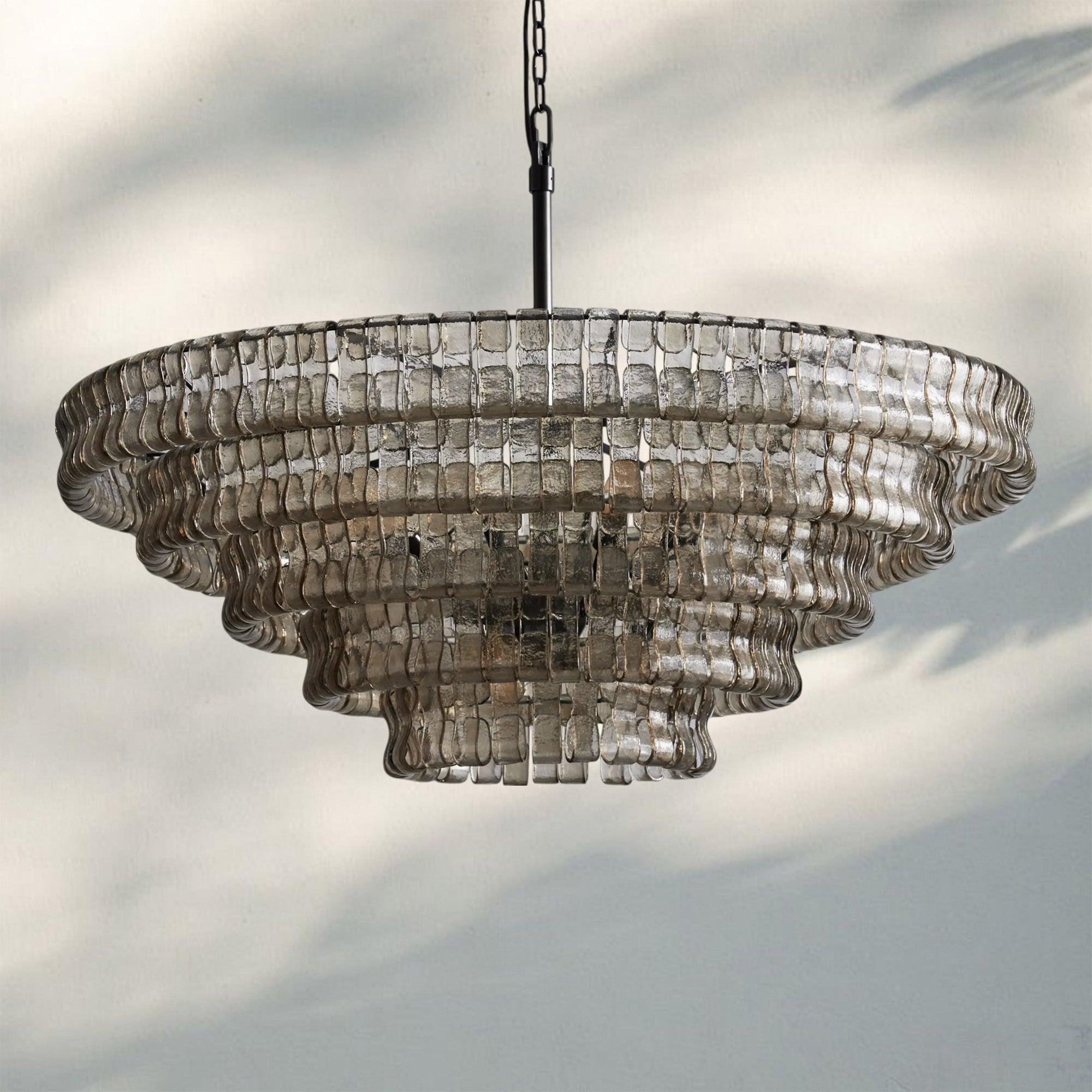 Olive-Green Ghiaccio Glass Chandelier