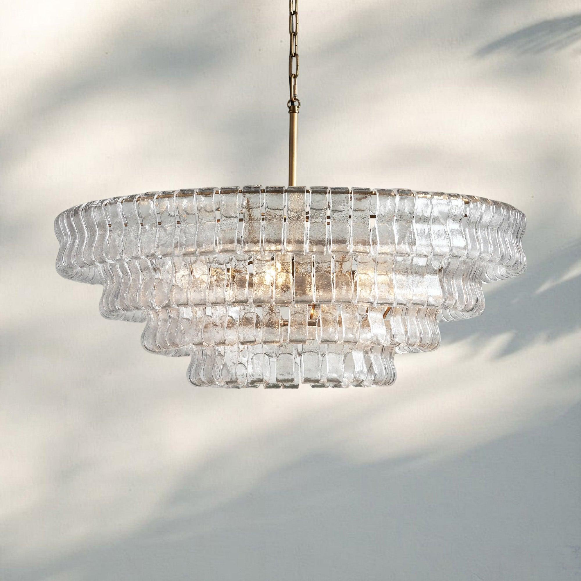 Olive-Green Ghiaccio Glass Chandelier