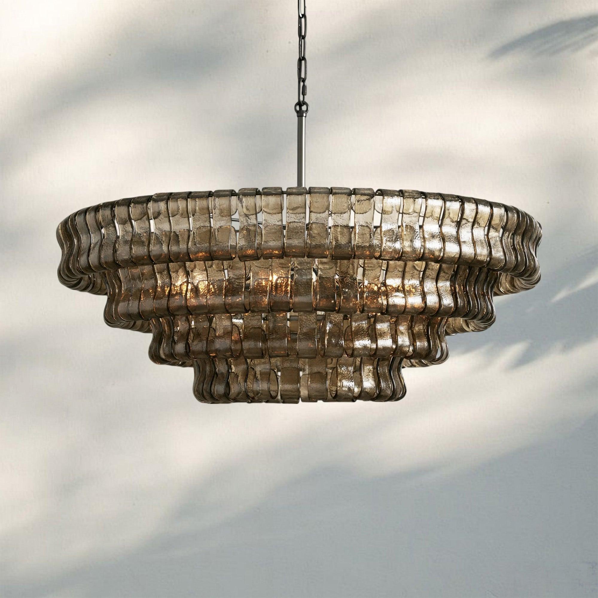 Olive-Green Ghiaccio Glass Chandelier