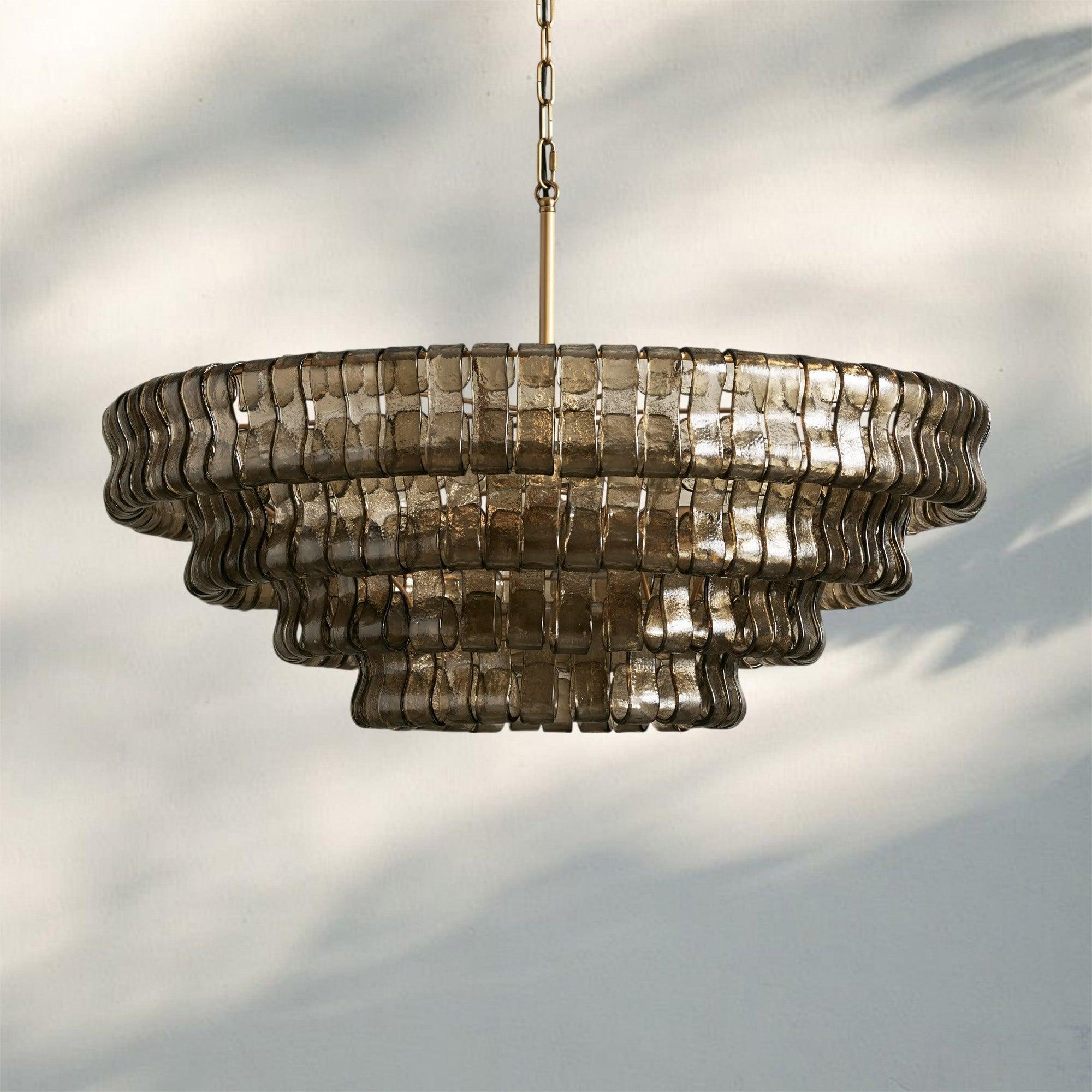 Olive-Green Ghiaccio Glass Chandelier