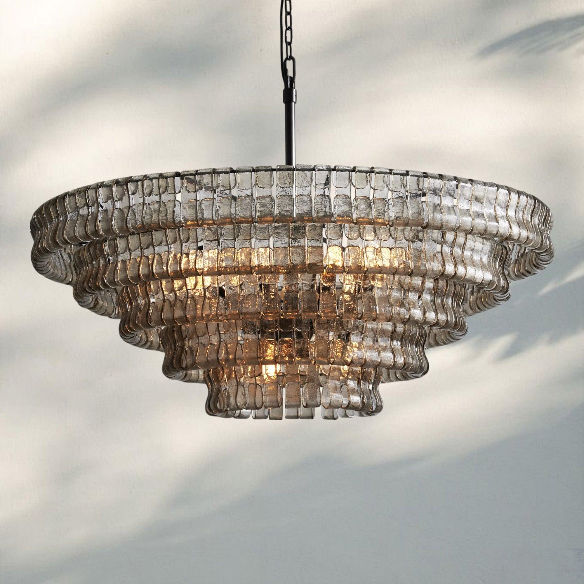 Olive-Green Ghiaccio Glass Chandelier