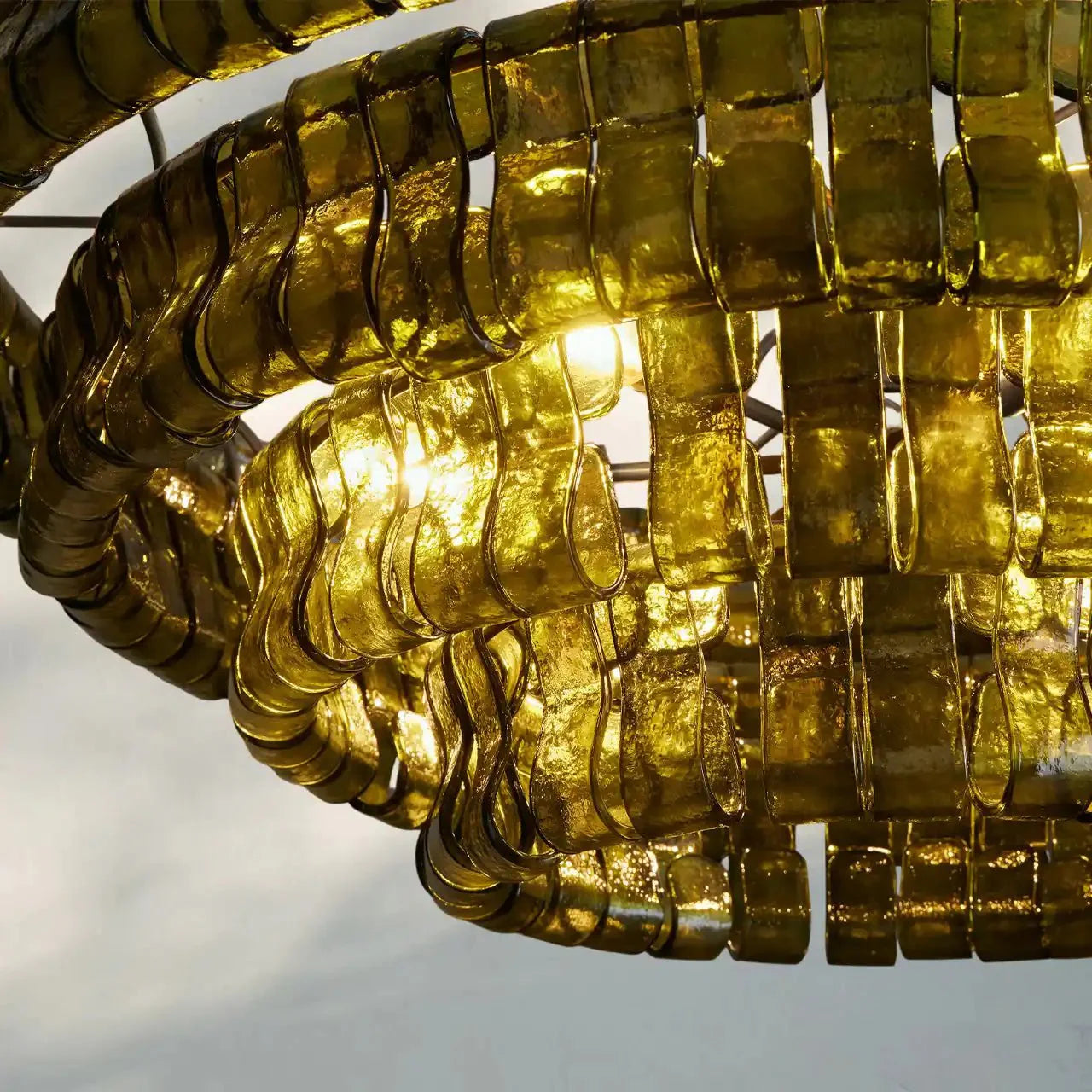 Olive-Green Ghiaccio Glass Chandelier
