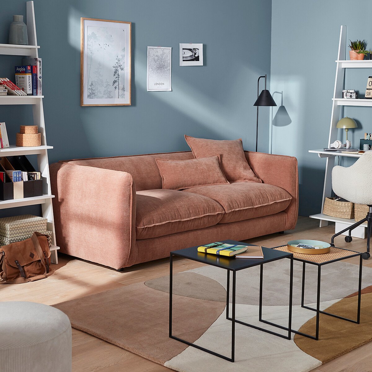 Metal mushroom table lamp, pink/blue/green