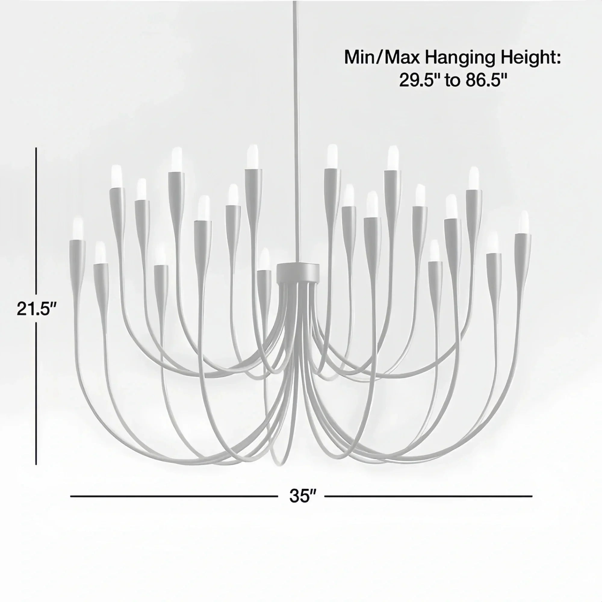 Modern 20-Light Black Curved Arms Chandelier