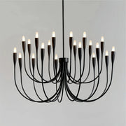 Modern 20-Light Black Curved Arms Chandelier