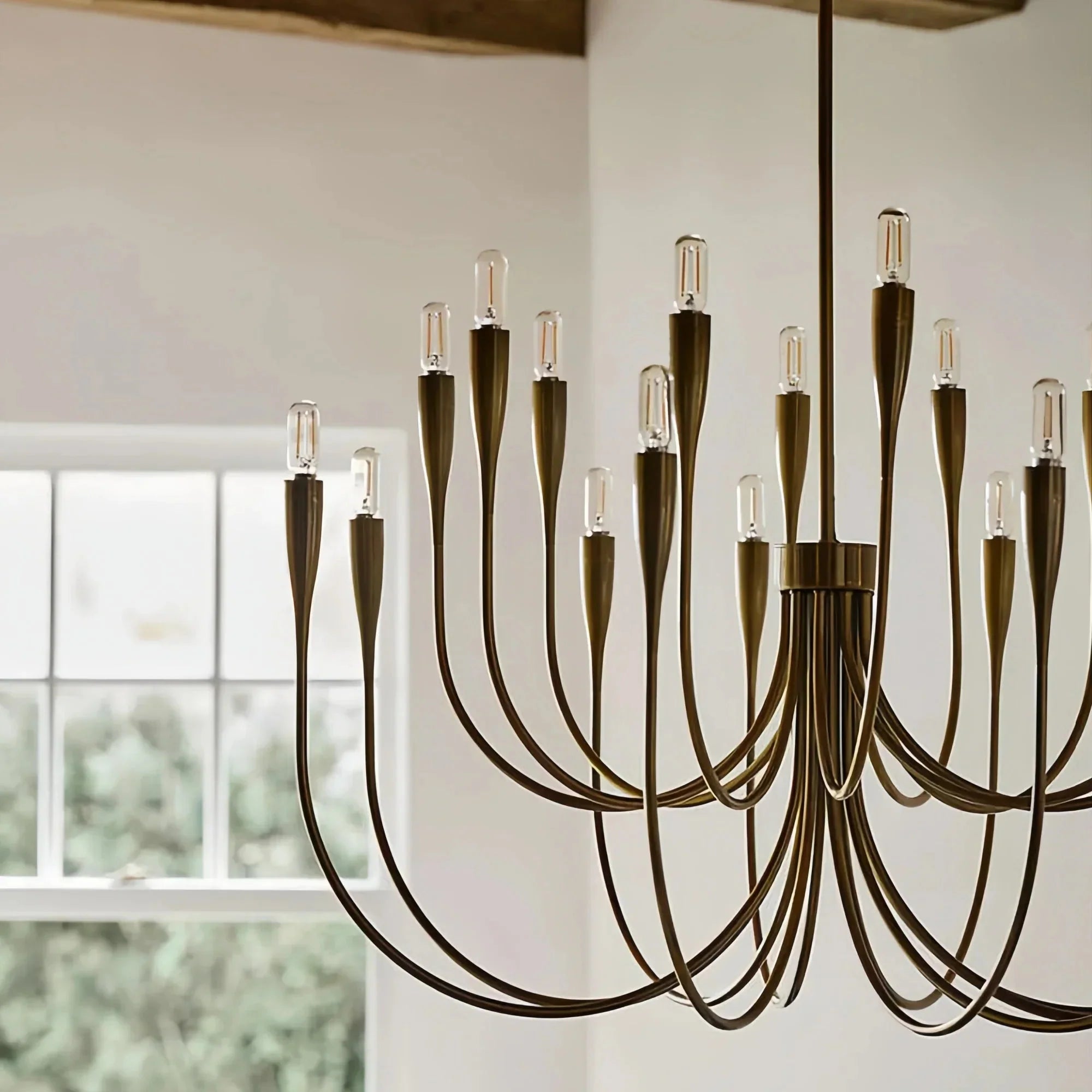 Modern 20-Light Black Curved Arms Chandelier