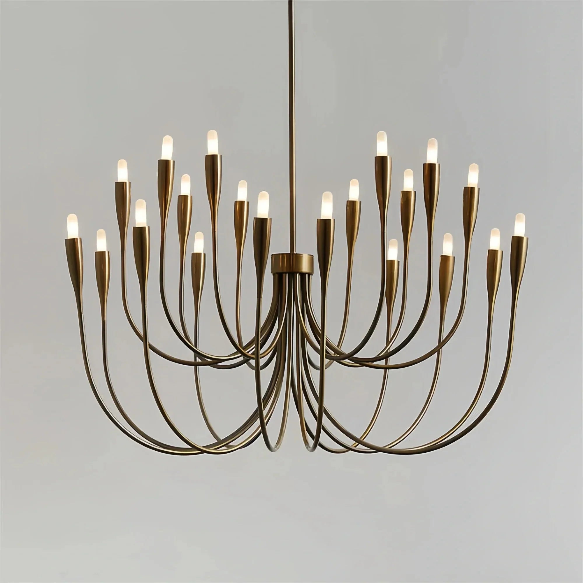 Modern 20-Light Black Curved Arms Chandelier