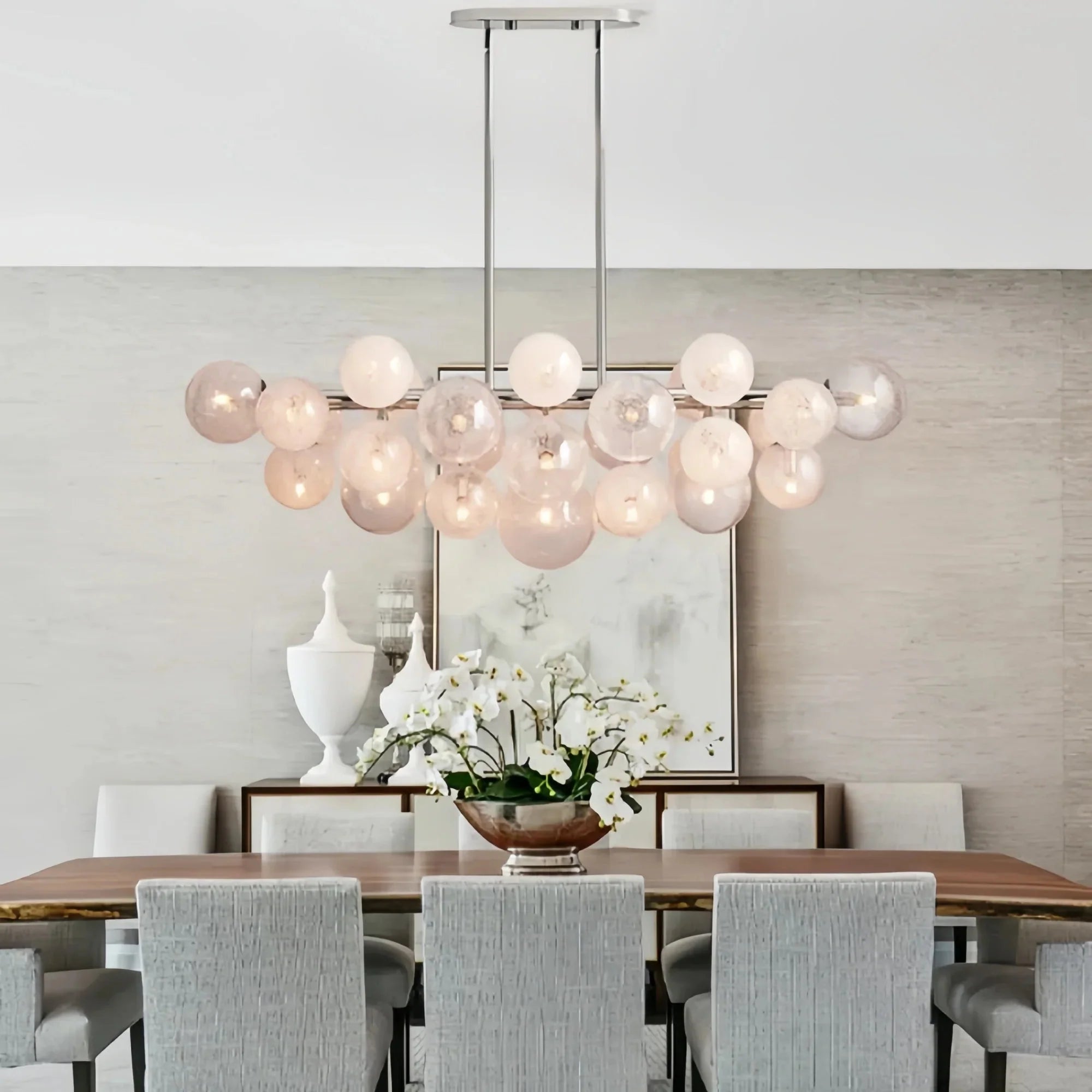 Modern Pink Bubble Glass Chandelier