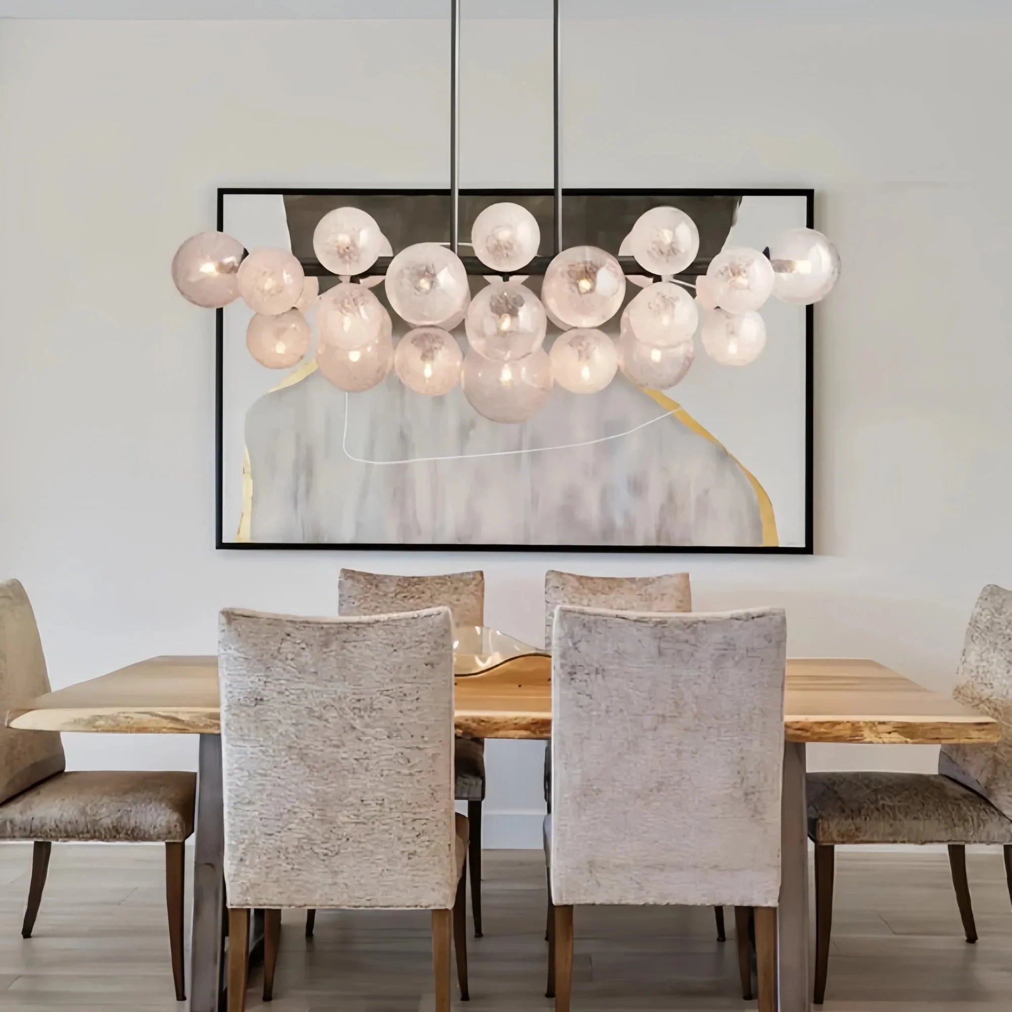 Modern Pink Bubble Glass Chandelier