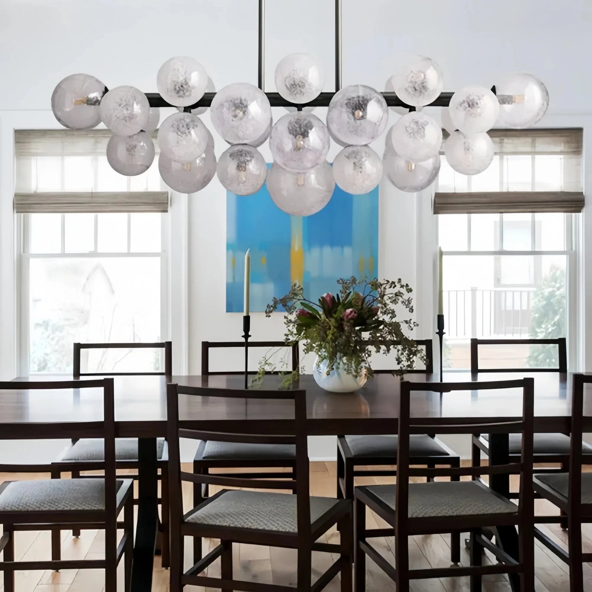 Modern Pink Bubble Glass Chandelier