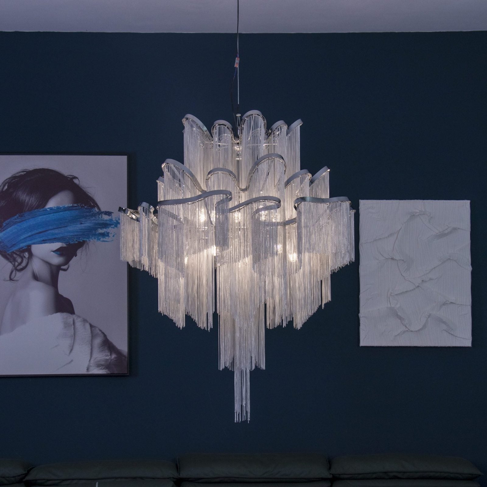 Stainless Steel Long Tassel Chandelier