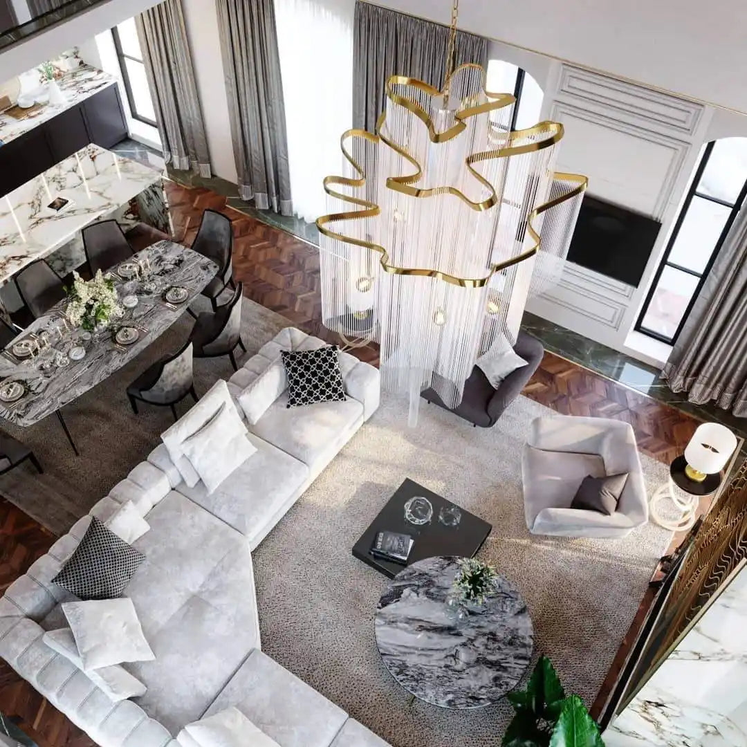 Stainless Steel Long Tassel Chandelier