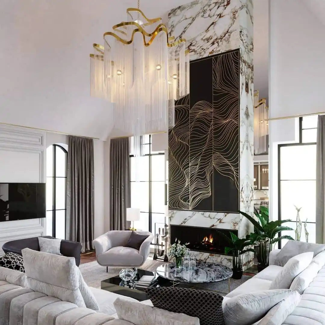 Stainless Steel Long Tassel Chandelier