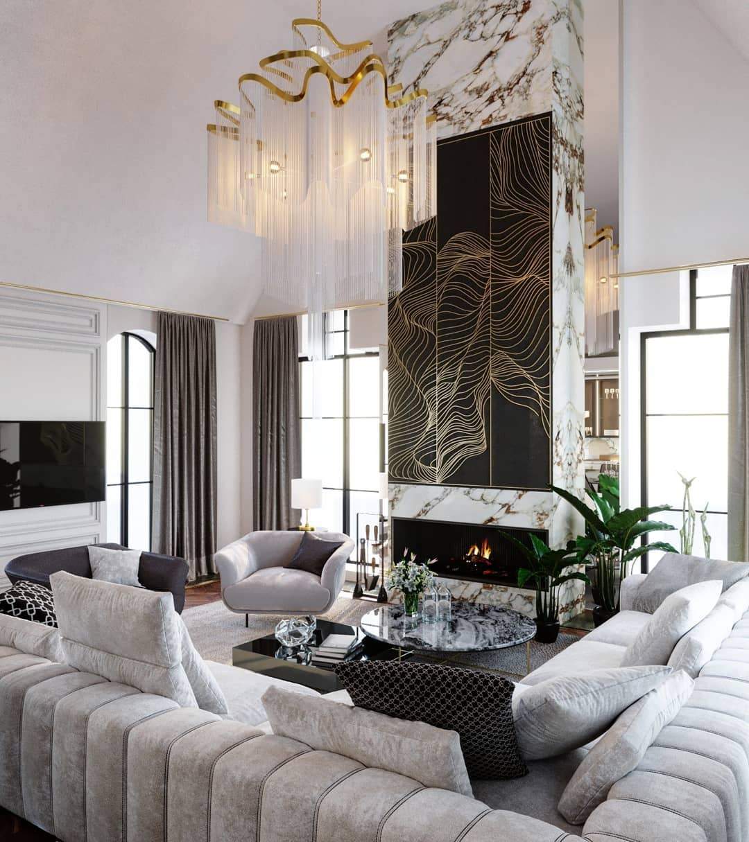 Stainless Steel Long Tassel Chandelier