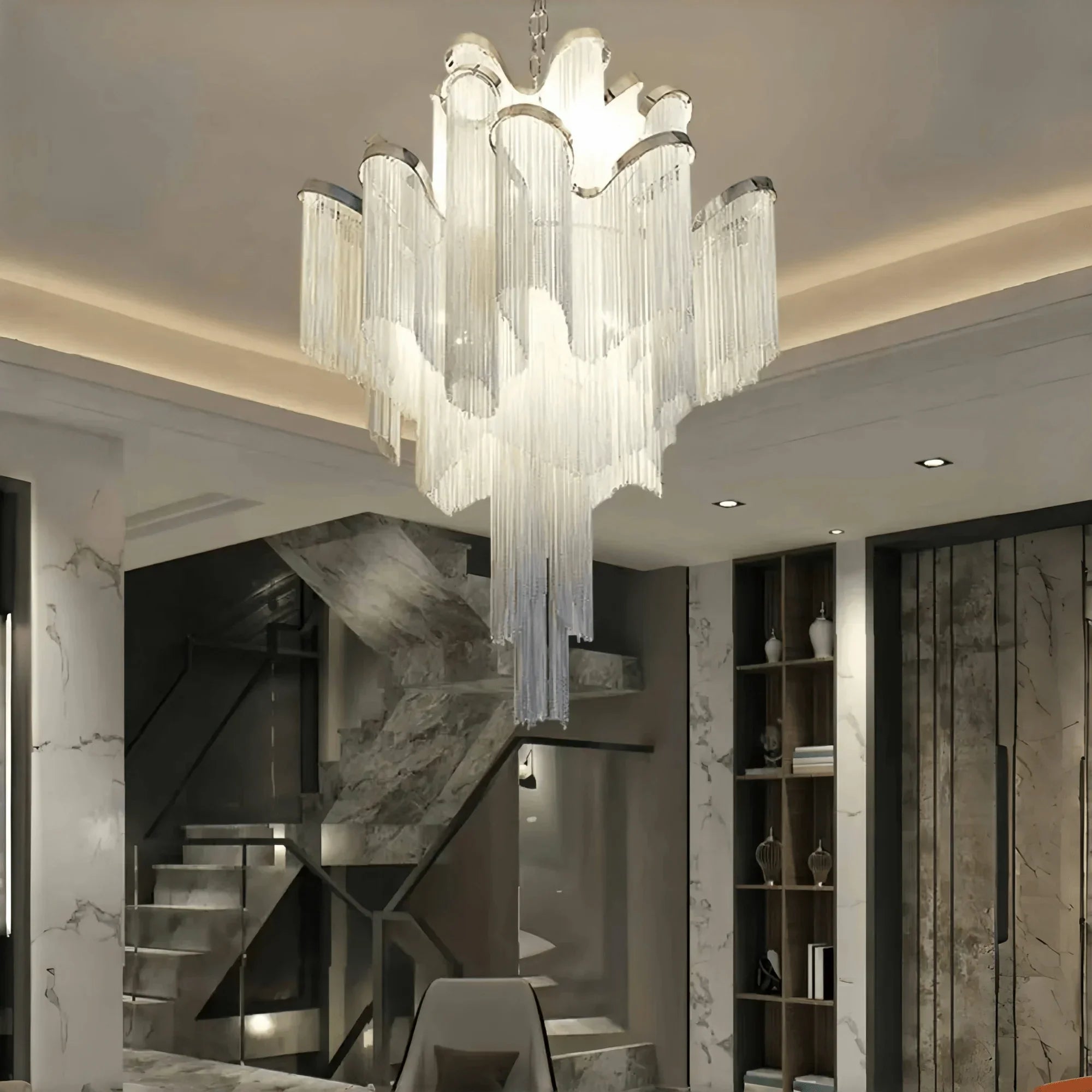 Stainless Steel Long Tassel Chandelier