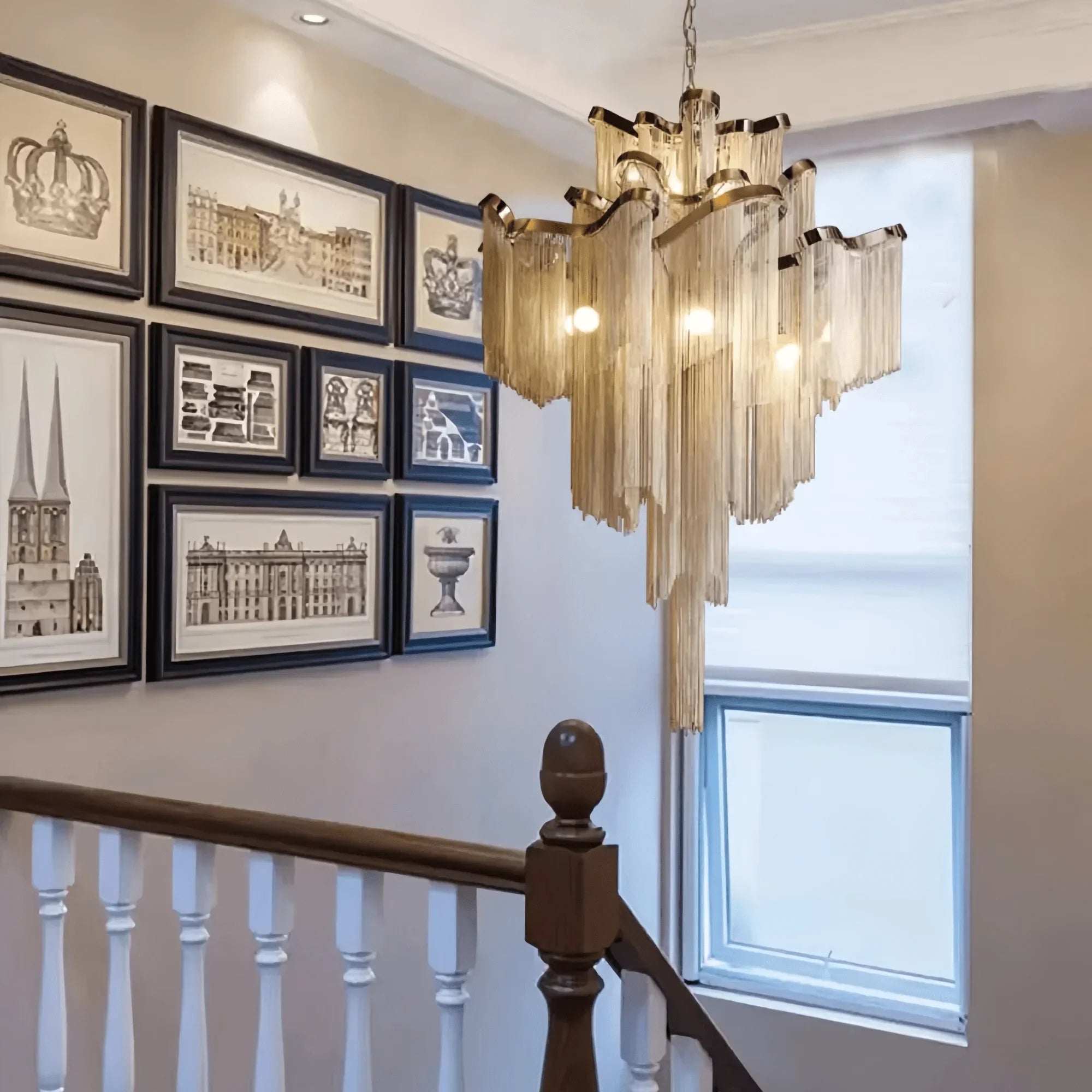 Stainless Steel Long Tassel Chandelier