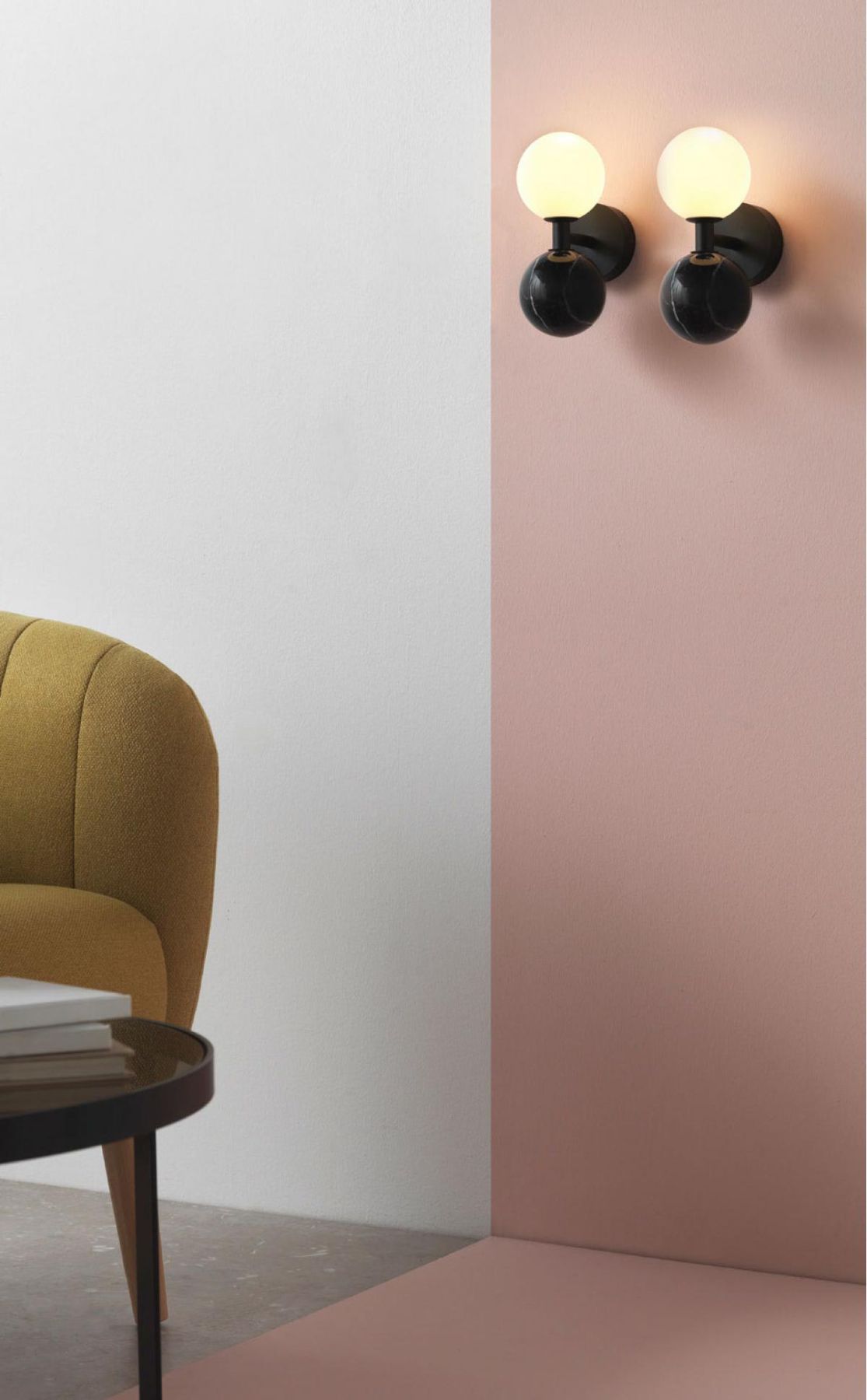 Dalt black and white marble wall lamp